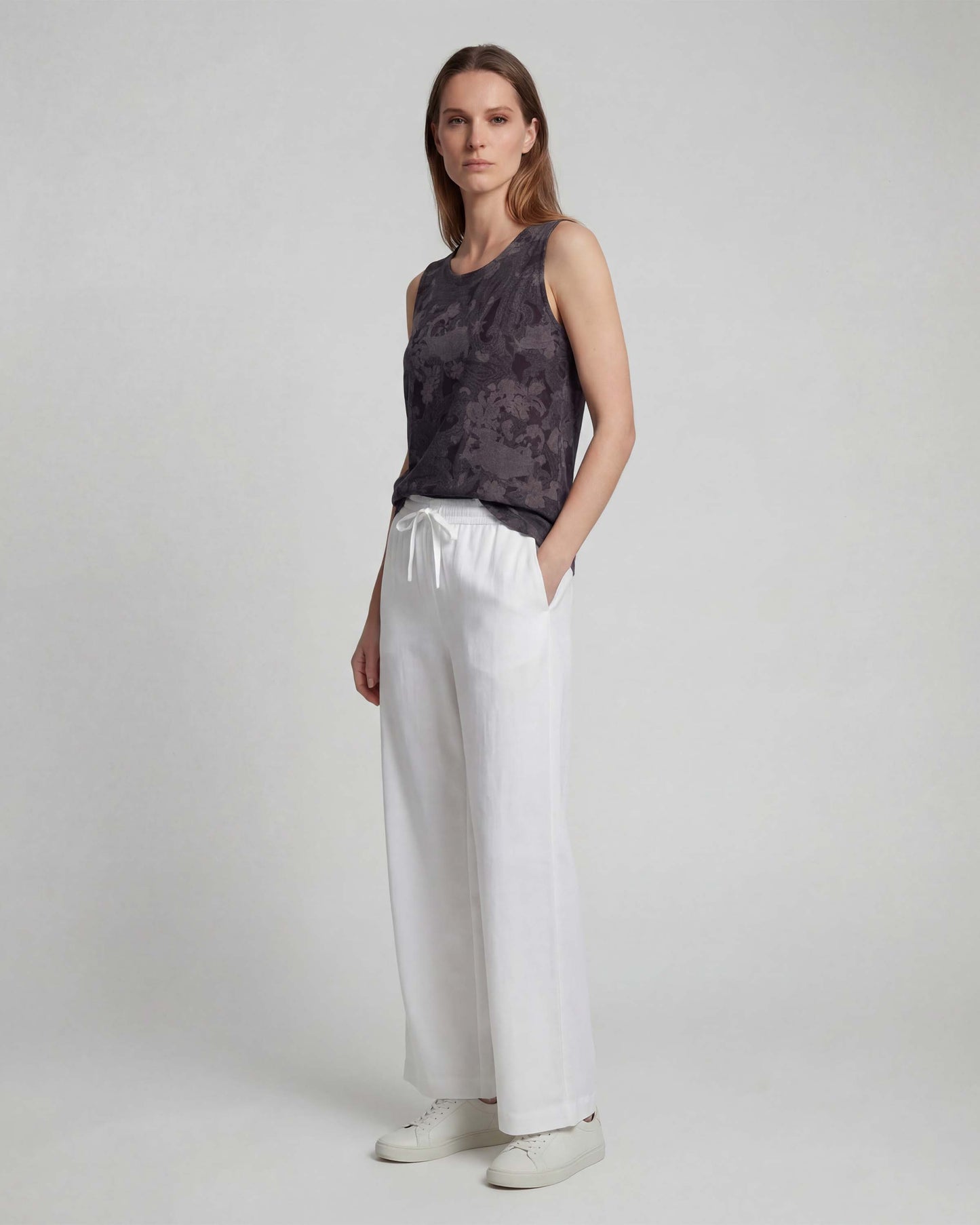 LILLIAN WHITE WOMENS WIDE-LEG LINEN PANT