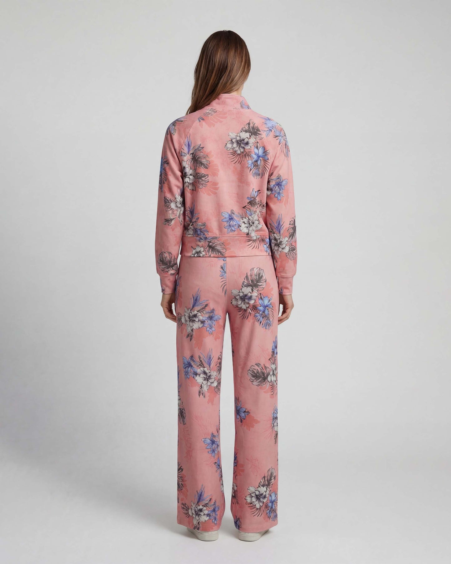 SANCHEZ EXOTIC FLORAL CORAL WOMENS WIDE-LEG PANT
