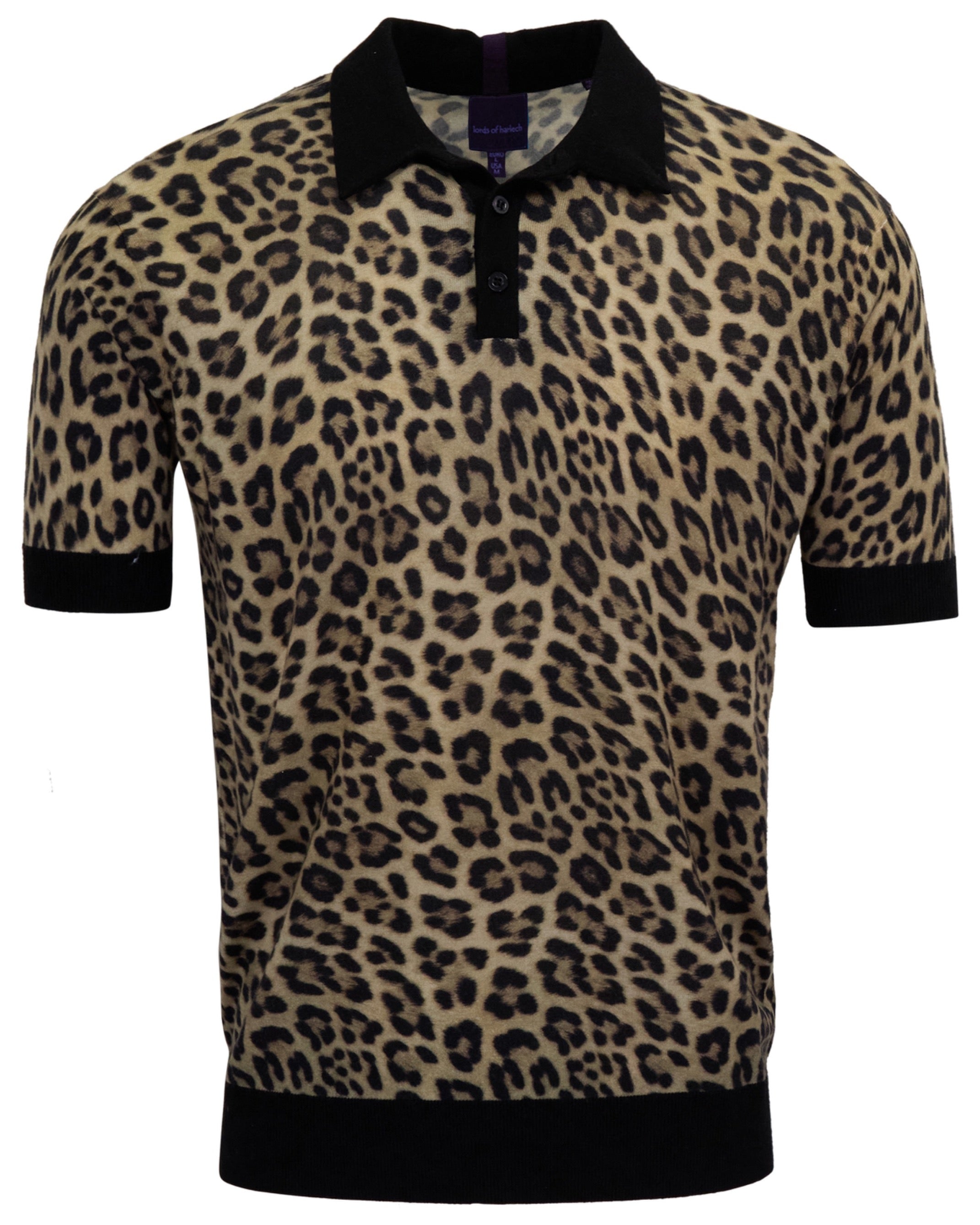 PILGRIM LEOPARD BROWN MENS MERINO SILK CASHMERE POLO – Lords of