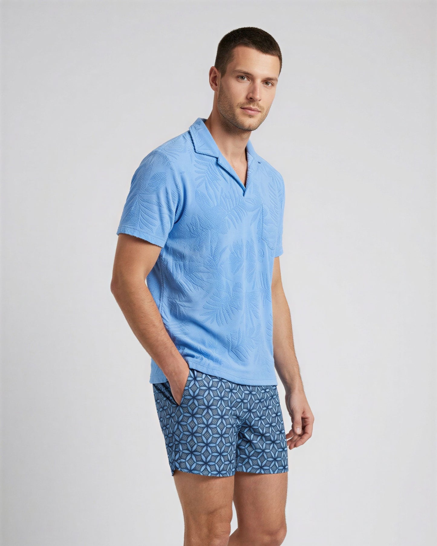JOHNNY FARM BLOEMENHANDDOEK POLOSHIRT - BLAUW