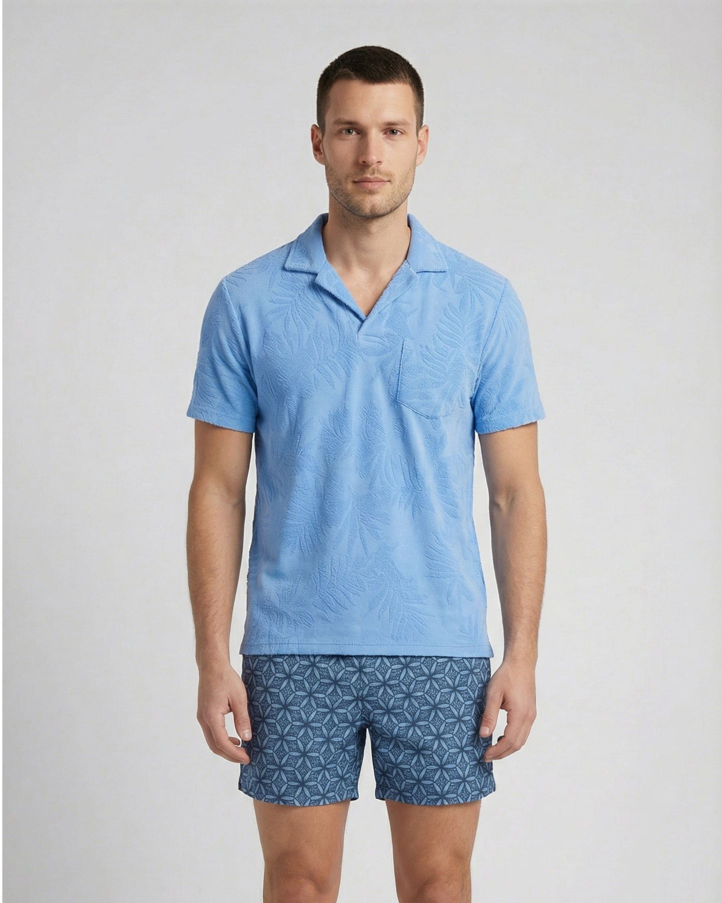 JOHNNY FARM BLOEMENHANDDOEK POLOSHIRT - BLAUW
