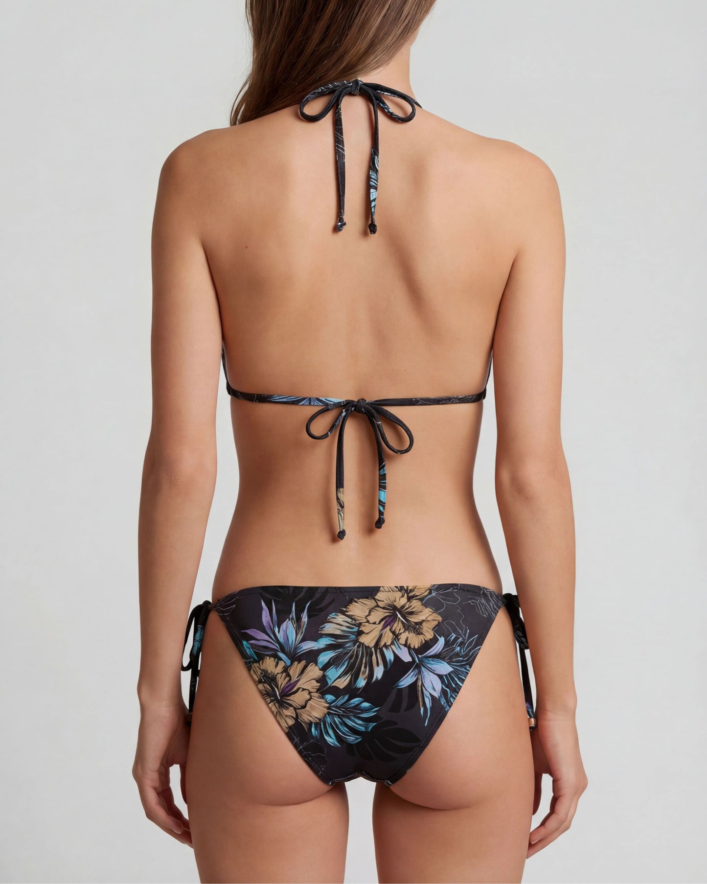 FLAVIA EXOTIC FLORAL BLACK WOMENS BIKINI TOP
