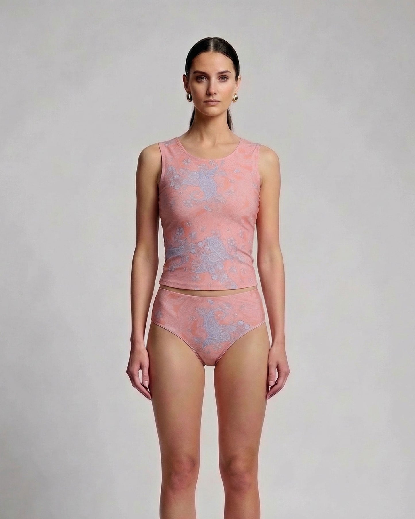 TAHLIA PAISLEY EXPLOSION CORAL WOMENS BIKINI TOP