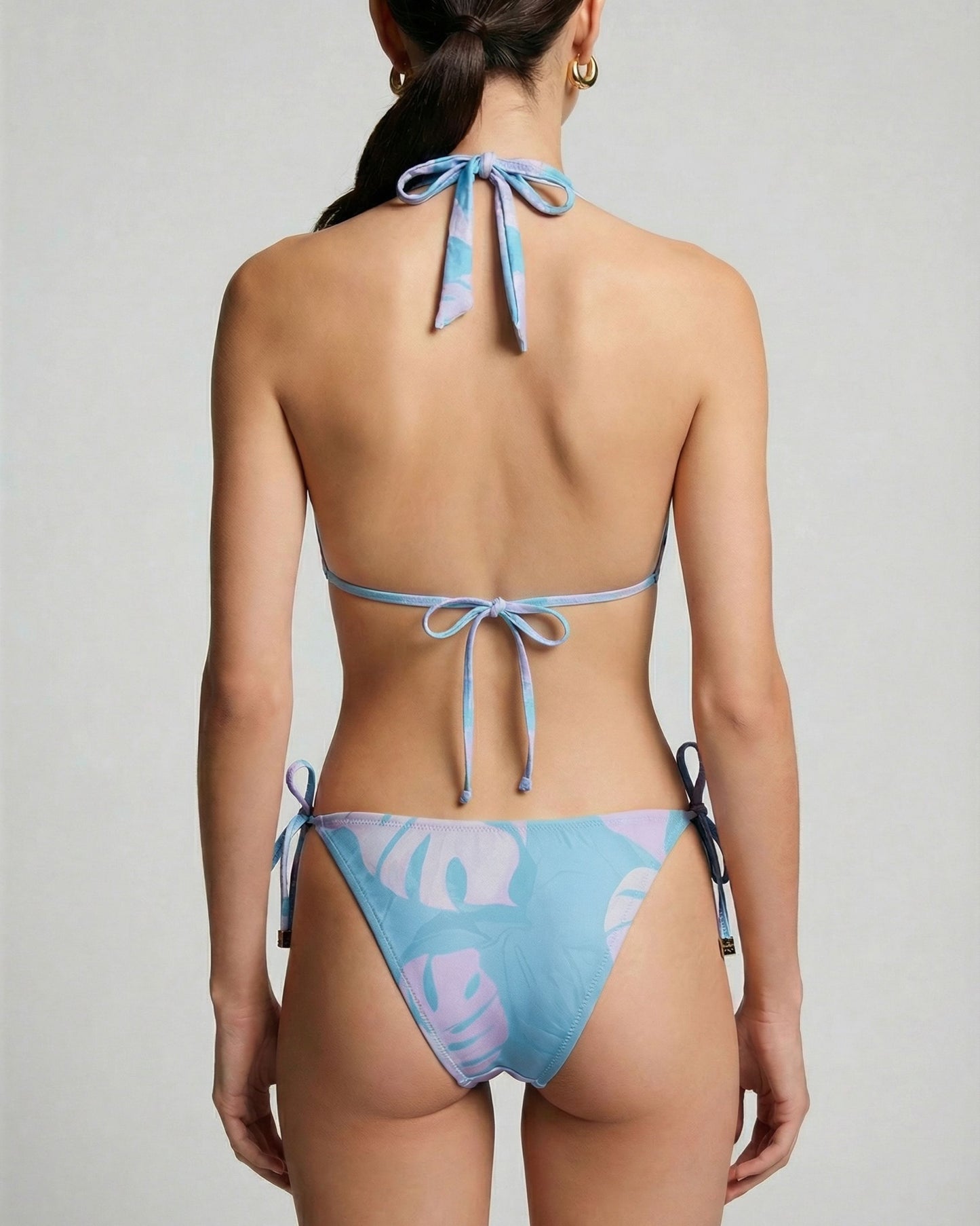 RAQUEL MONSTERA FLORAL TEAL WOMENS BIKINI TOP