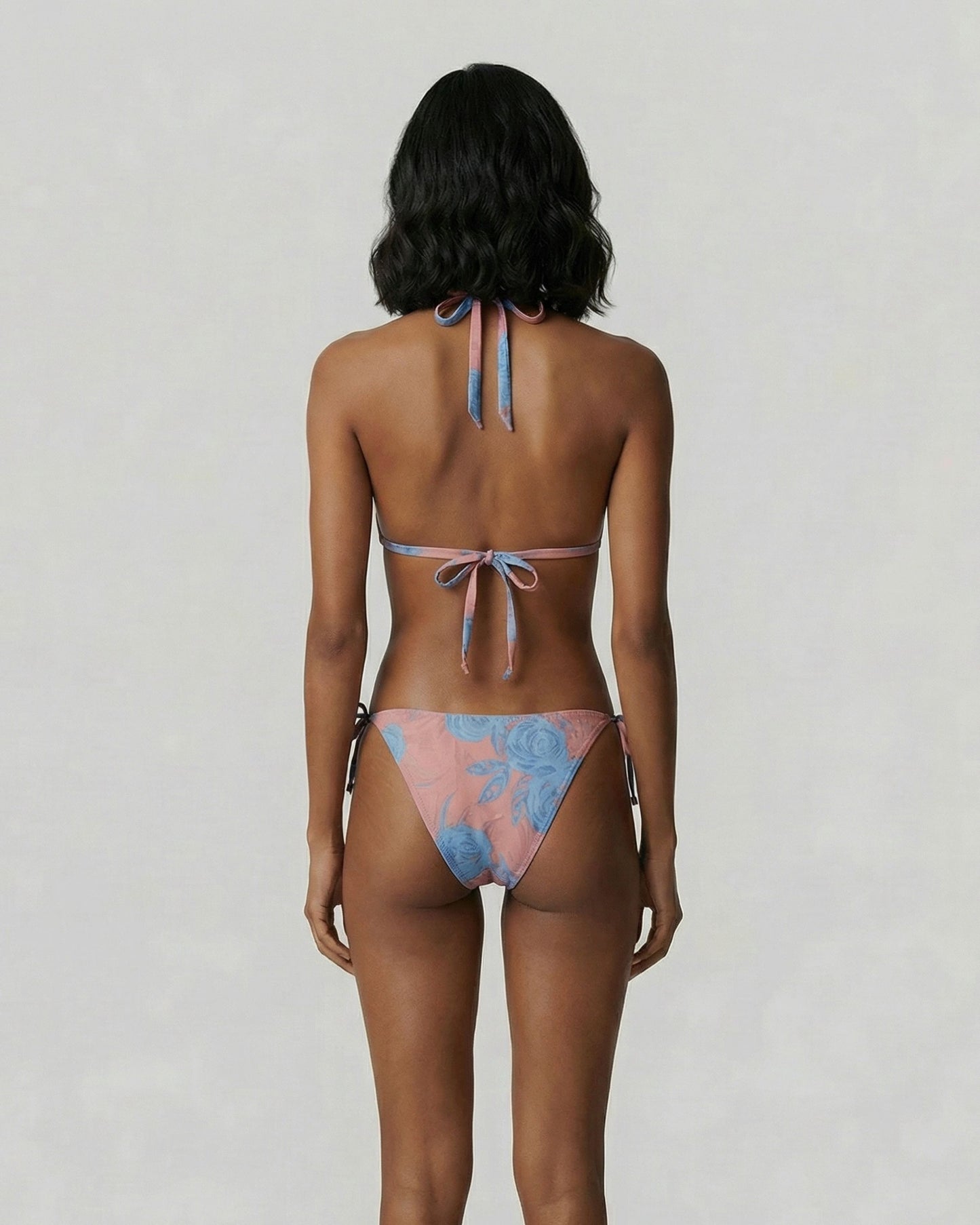 RAQUEL MONSTERA FLORAL CORAL WOMENS BIKINI TOP