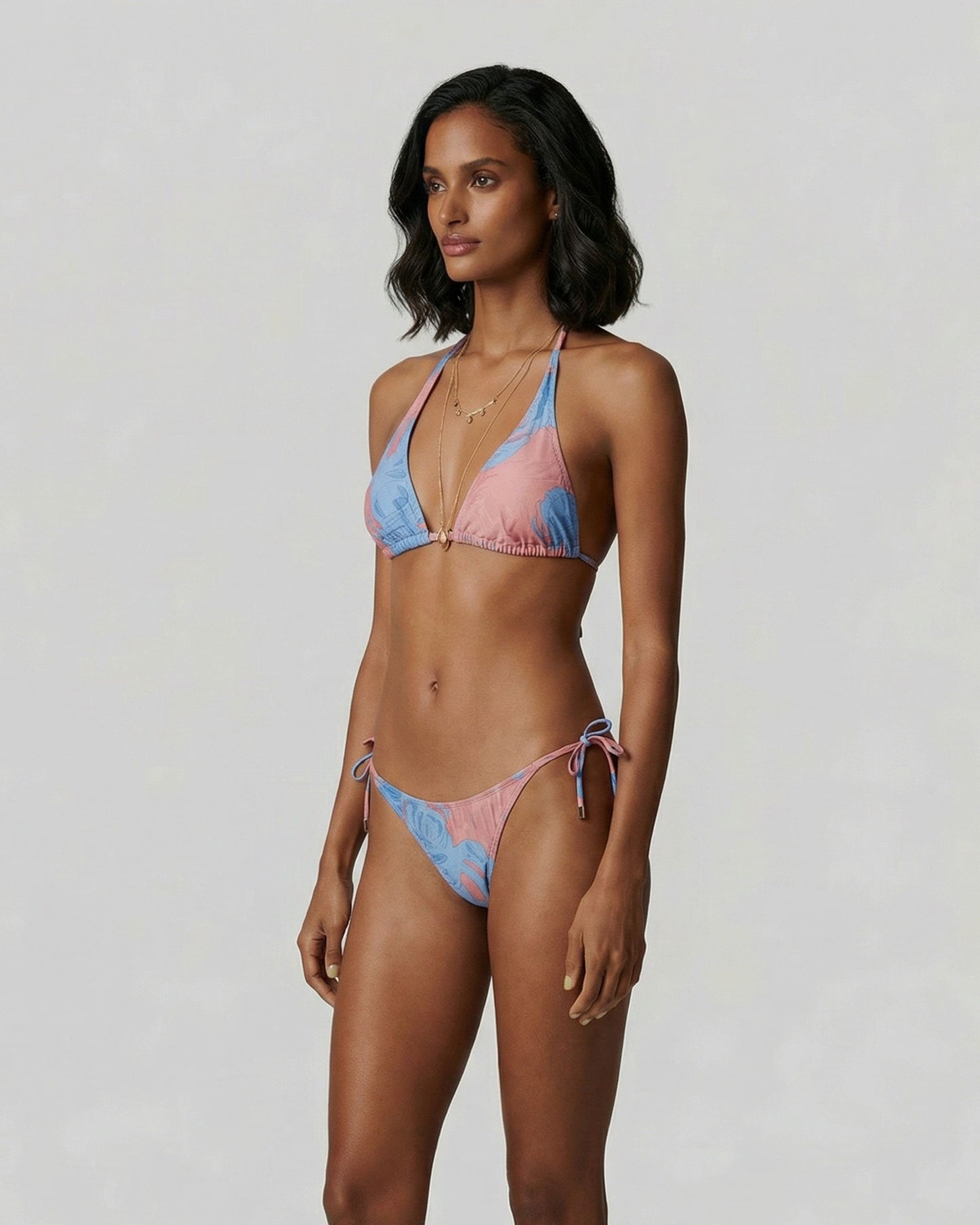 SAMARA MONSTERA FLORAL CORAL WOMENS BIKINI BOTTOM