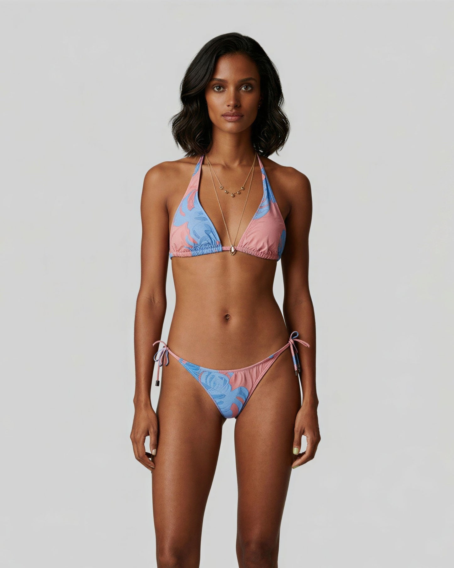 SAMARA MONSTERA FLORAL CORAL WOMENS BIKINI BOTTOM