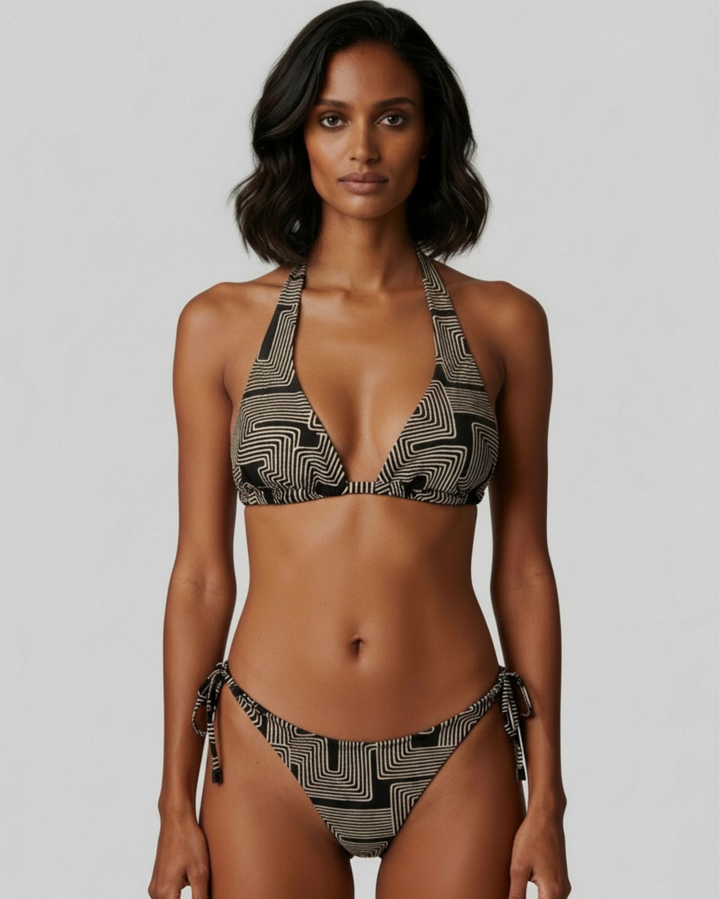 RAQUEL INTER TWINE BLACK WOMENS BIKINI TOP
