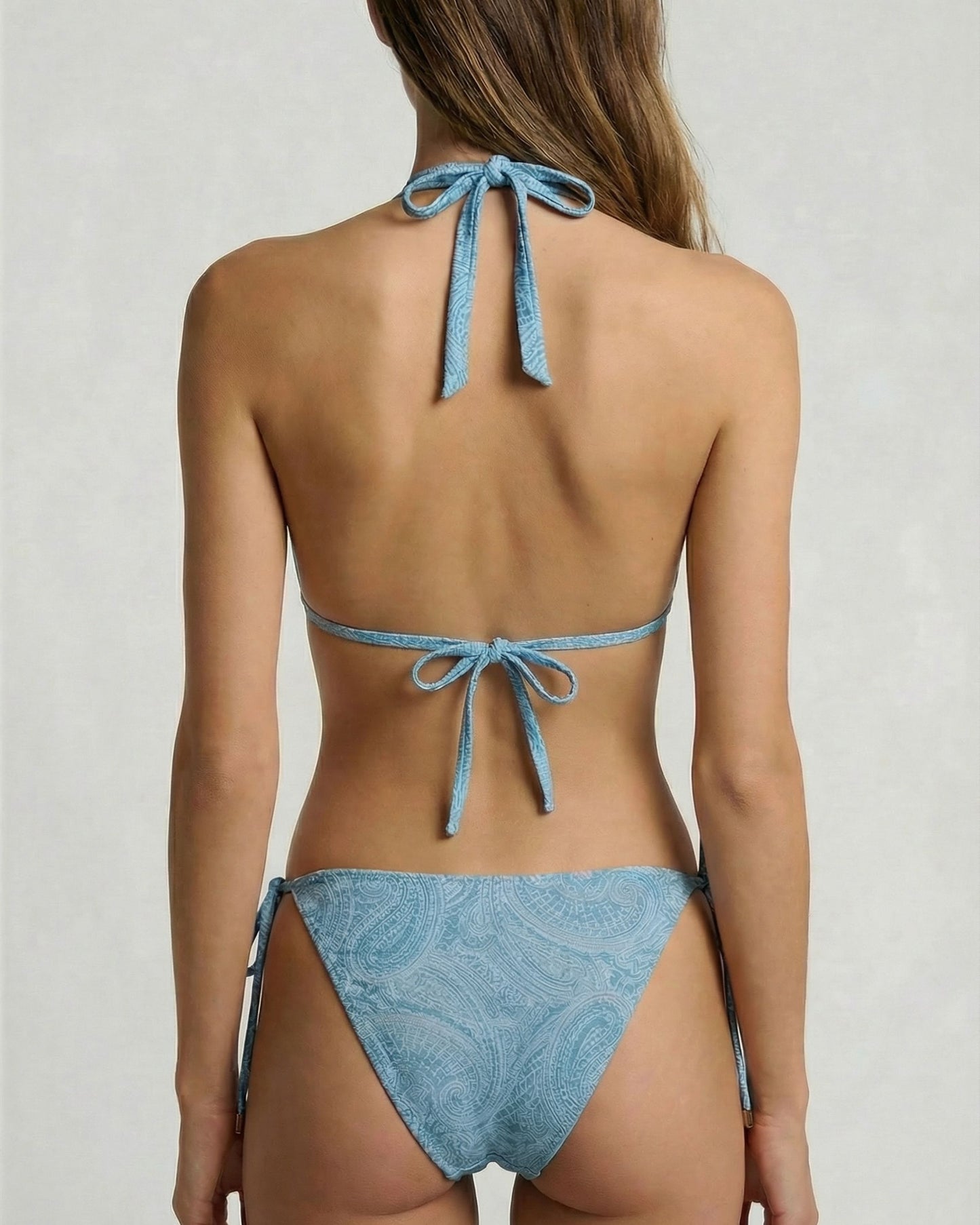 RAQUEL CROCHET PAISLEY TEAL WOMENS BIKINI TOP