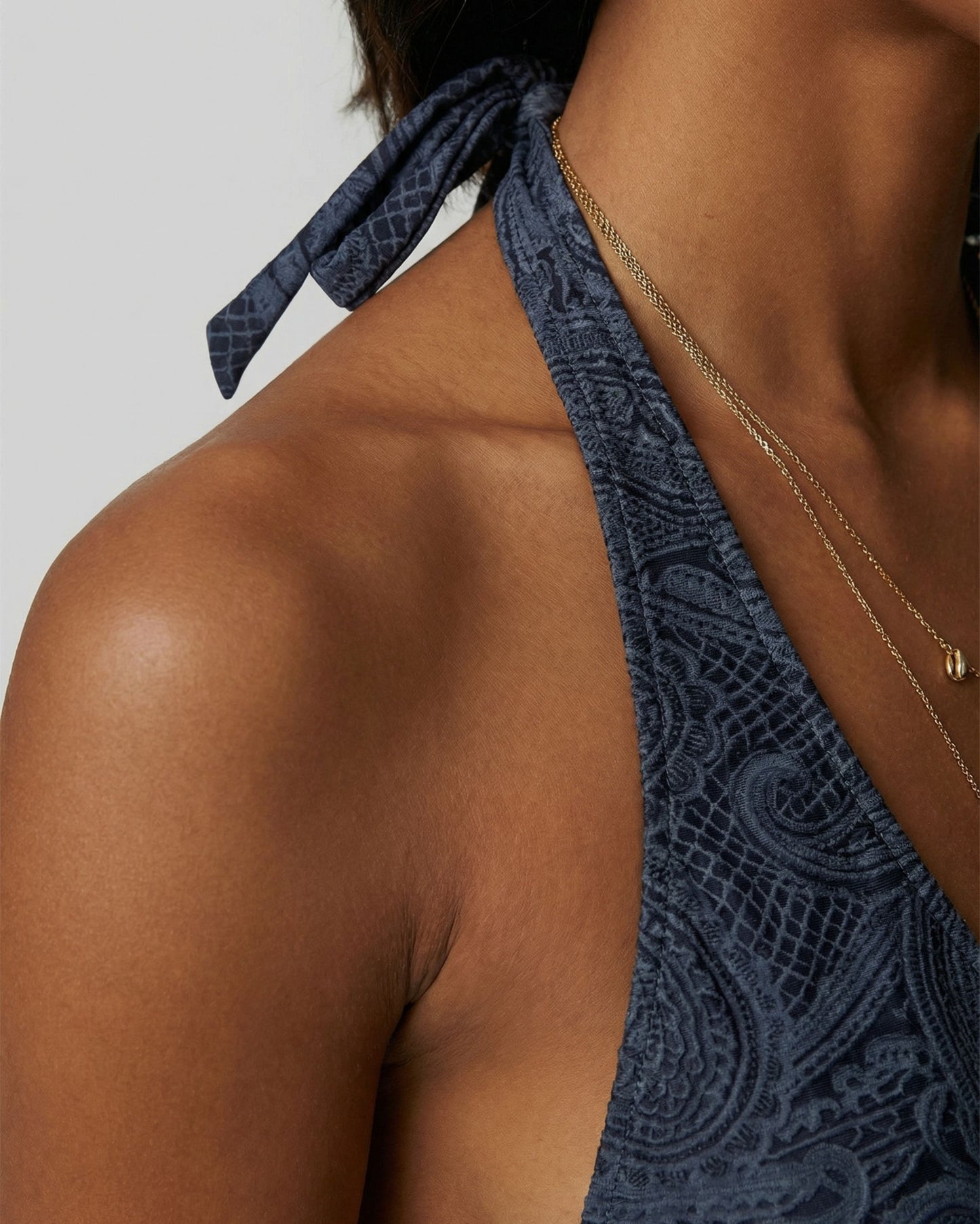 RAQUEL CROCHET PAISLEY CAVIAR WOMENS BIKINI TOP