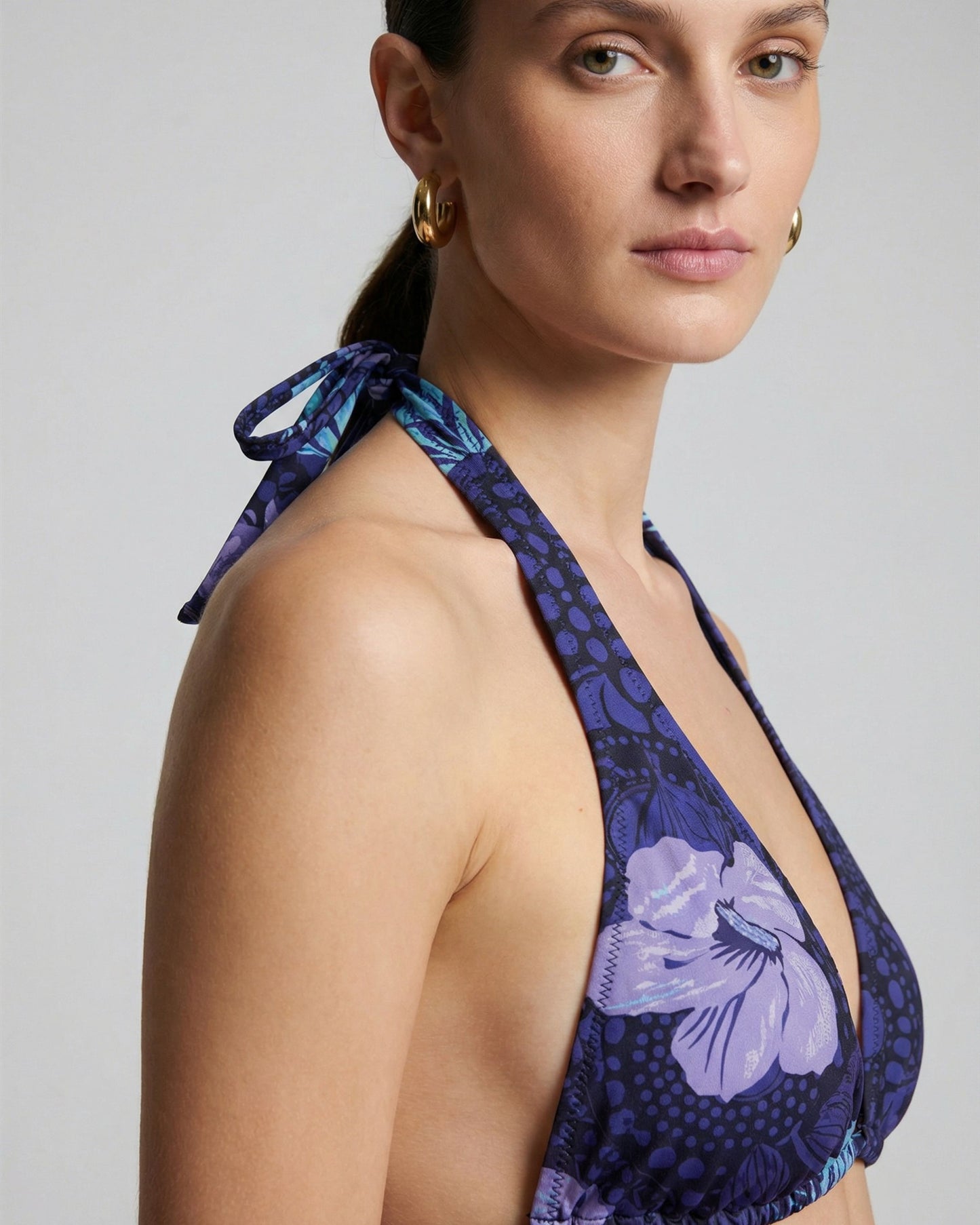 RAQUEL TROPICAL FANTASY NAVY WOMENS BIKINI TOP