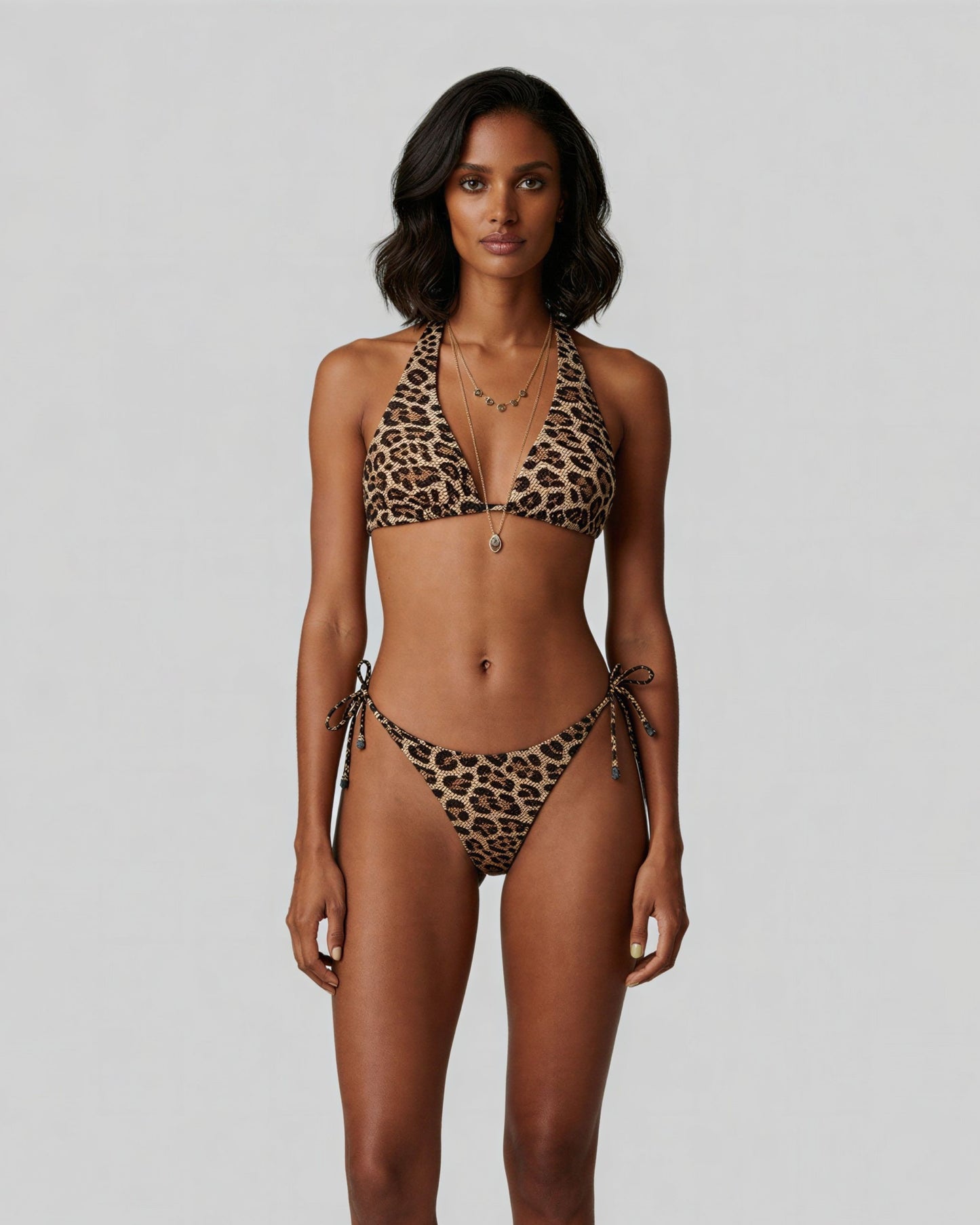 RAQUEL LEOPARD BROWN WOMENS BIKINI TOP