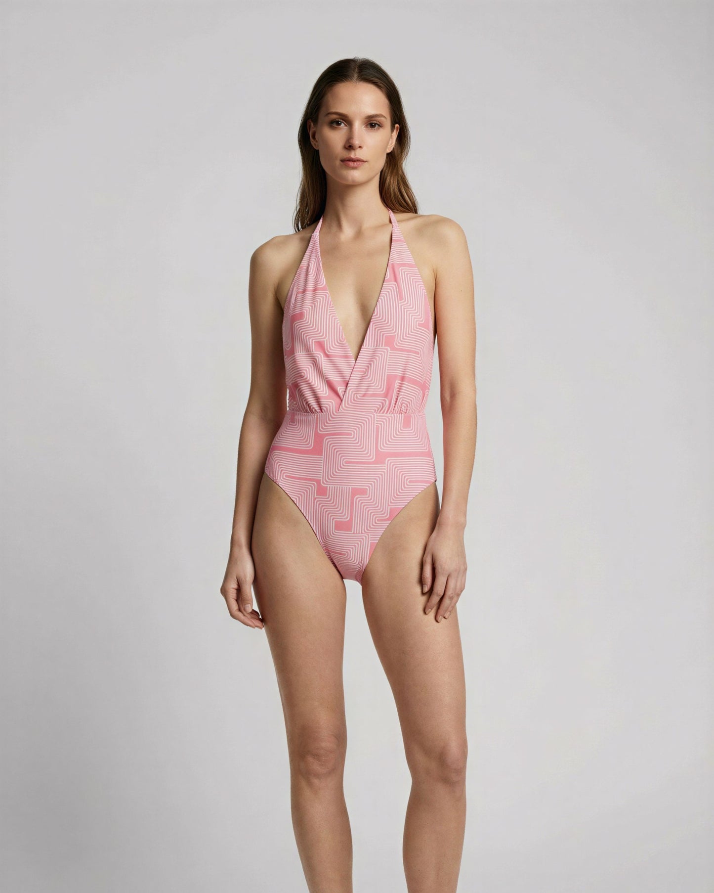 XENA INTER TWINE CORAL WOMENS HALTER ONE-PIECE SWIMSUIT