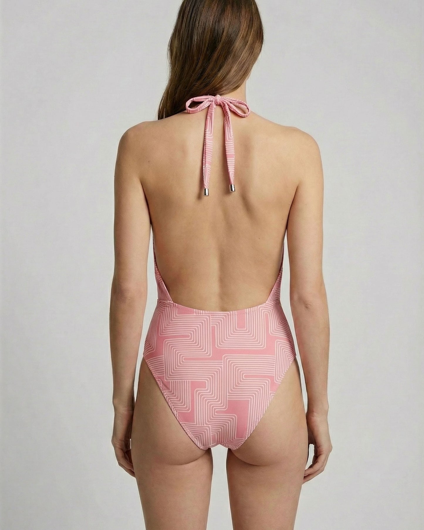 XENA INTER TWINE CORAL WOMENS HALTER ONE-PIECE SWIMSUIT