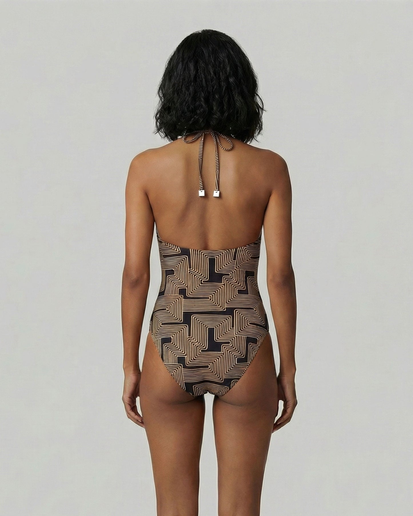 XENA INTER TWINE BLACK WOMENS HALTER ONE-PIECE SWIMSUIT