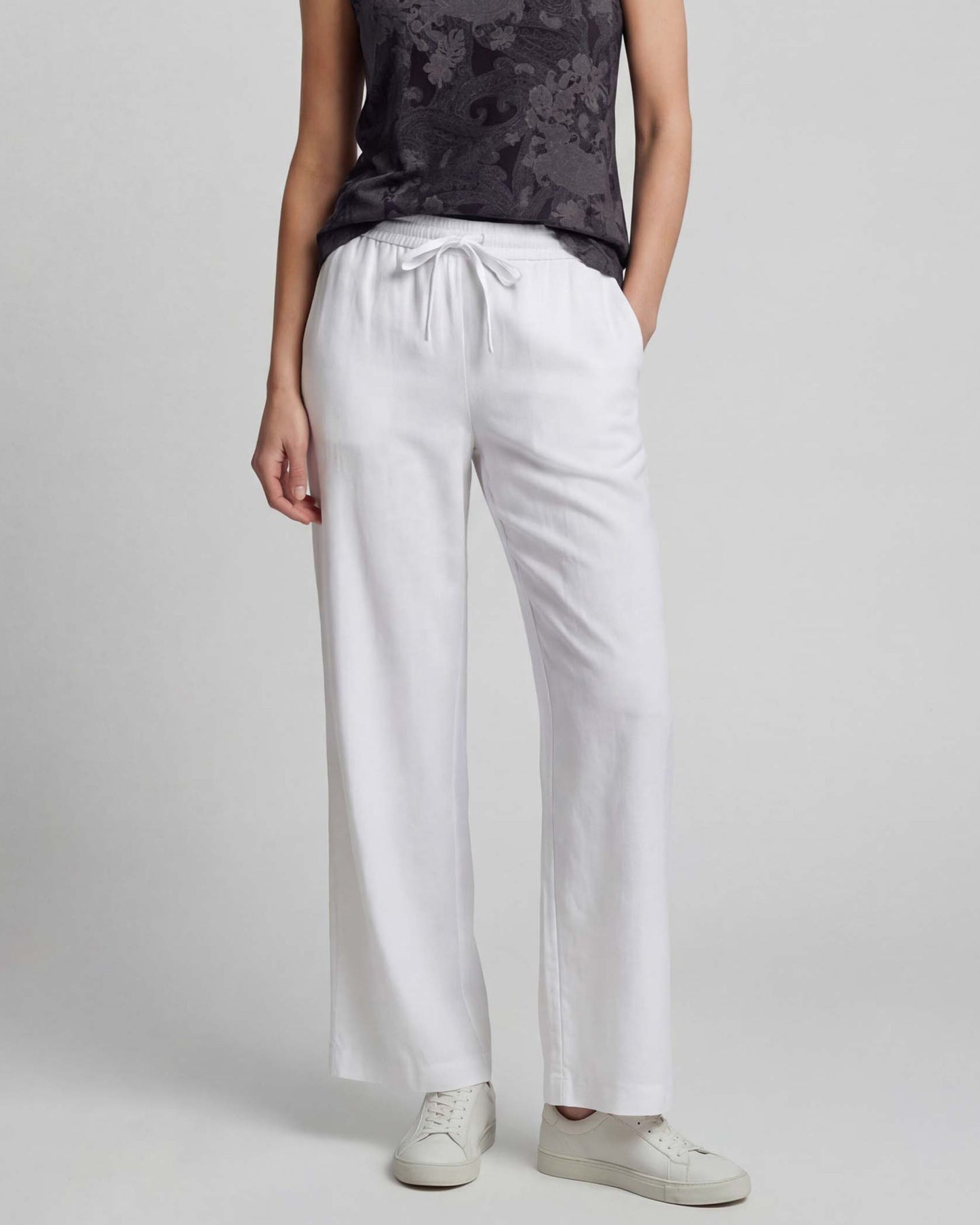 LILLIAN WHITE WOMENS WIDE-LEG LINEN PANT