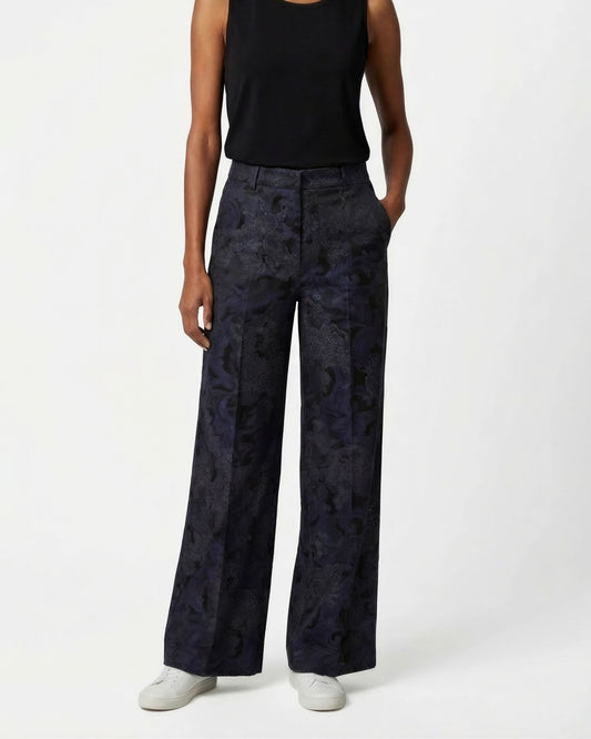 PHILLIS PAISLEY EXPLOSION BLACK WOMENS WIDE-LEG PANT