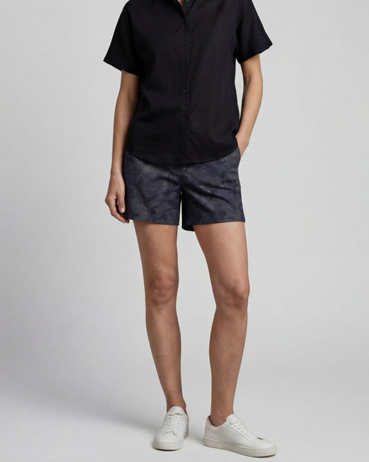 FREDA PAISLEY EXPLOSION BLACK WOMENS TAILORED SHORT