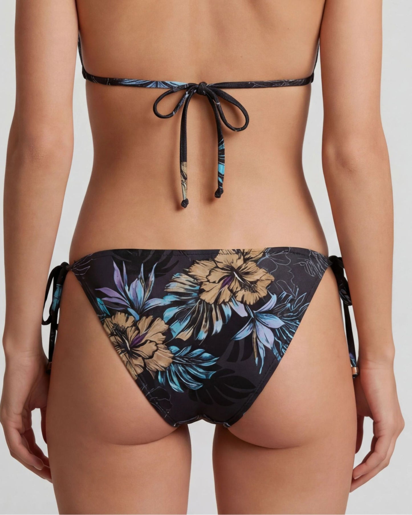 BONITA EXOTIC FLORAL BLACK WOMENS BIKINI BOTTOM