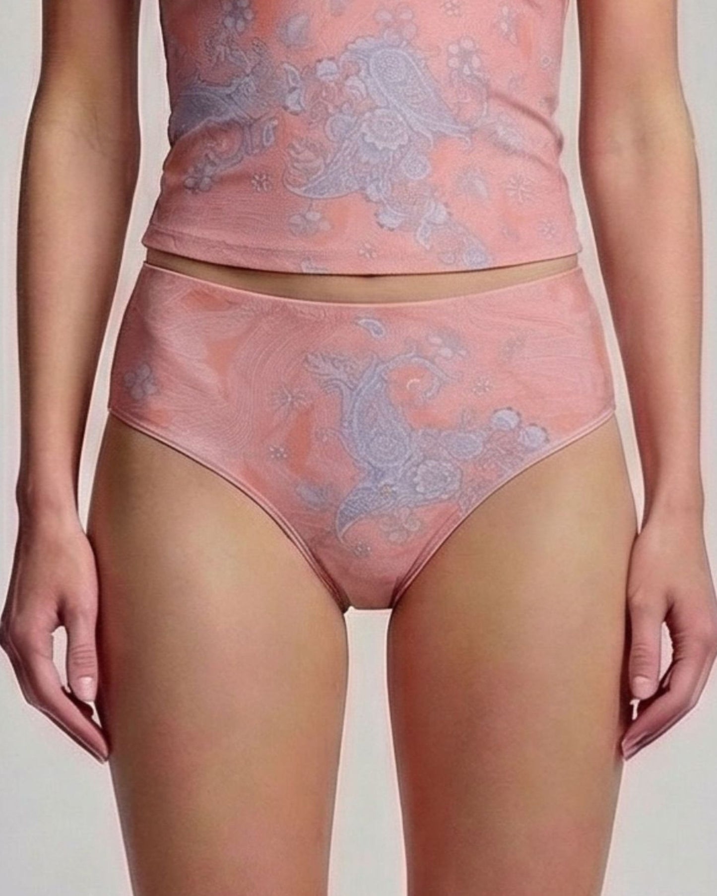 HENRIETTA PAISLEY EXPLOSION CORAL WOMENS SWIMSUIT BOTTOM