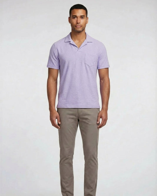 BOBBY MERINO JERSEY COLLARED SHIRT - LAVENDER