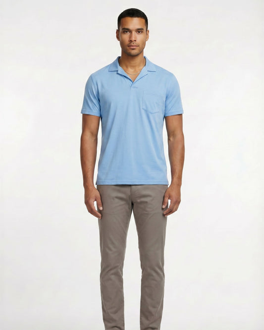 BOBBY MERINO JERSEY COLLARED SHIRT -BLUE