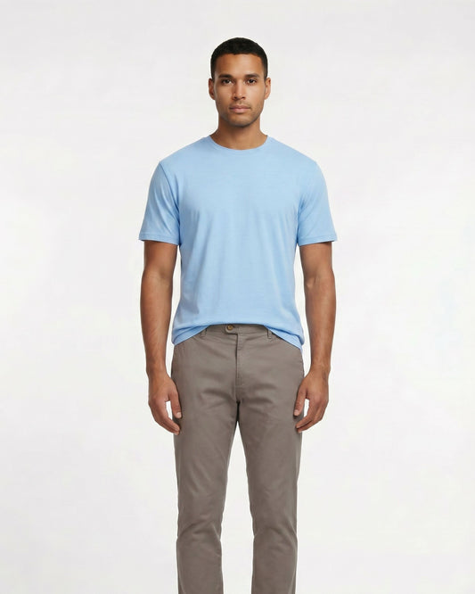 CASSIUS MERINO JERSEY CREW NECK T-SHIRT - BLUE