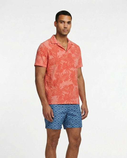 JOHNNY FARM FLORAL TOWEL POLO - MELON