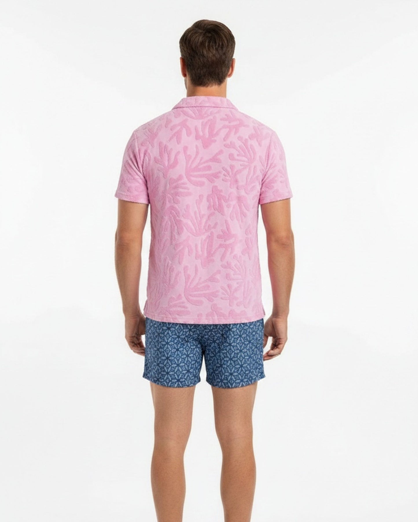 JOHNNY CORAL TOWEL POLO SHIRT IN PINK