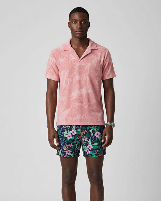 JOHNNY FARM FLORAL FRESH TOWEL POLOSHIRT - ROZE