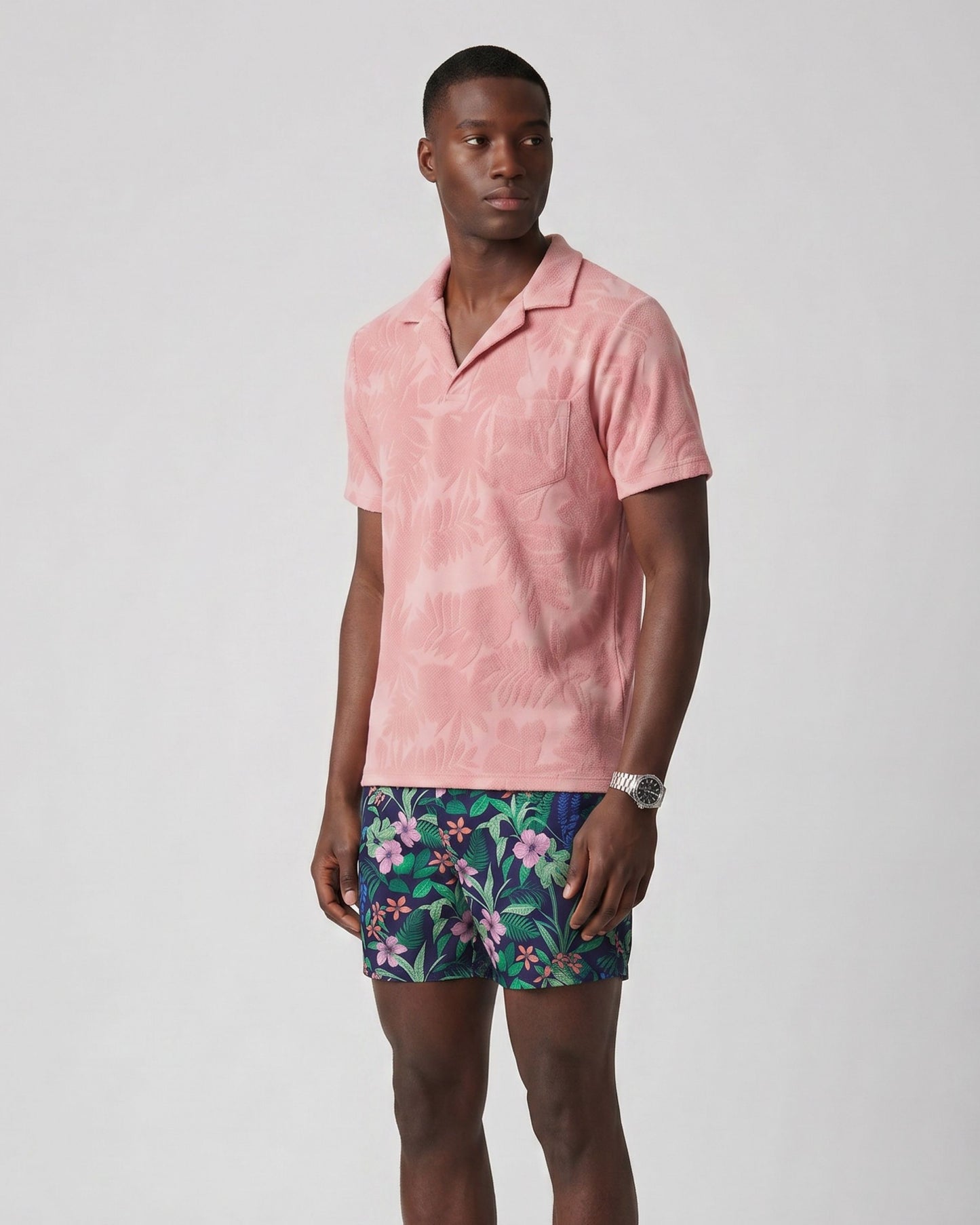 JOHNNY FARM FLORAL FRESH TOWEL POLOSHIRT - ROZE