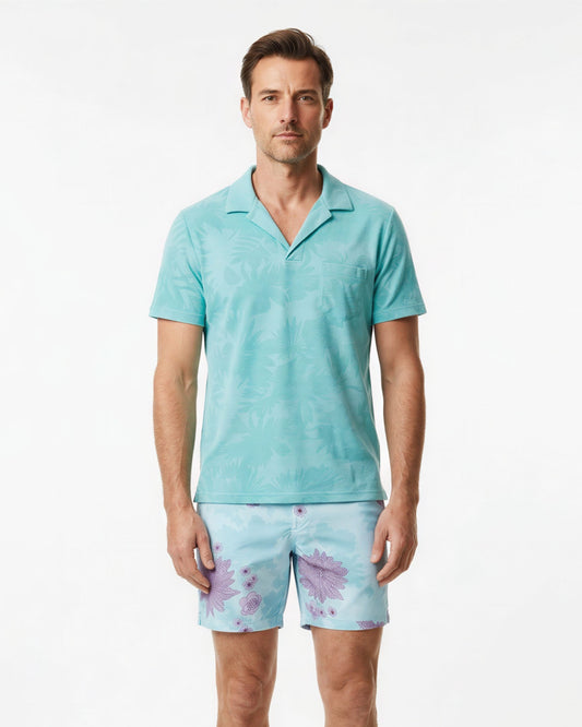 JOHNNY FARM BLOEMENHANDDOEK POLOSHIRT - SPEARMINT