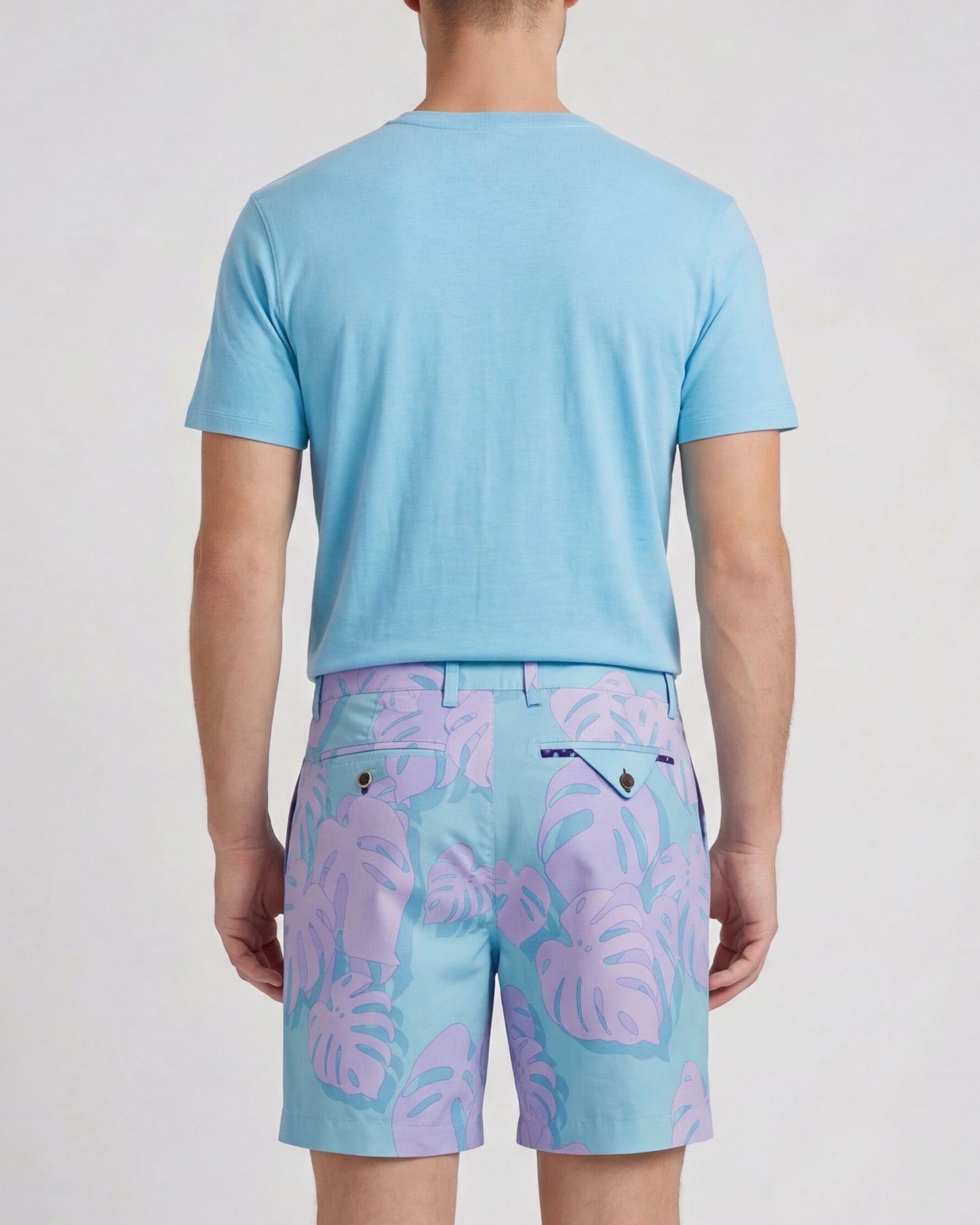 EDWARD MONSTERA FLORAL TEAL MENS FLAT FRONT SHORT