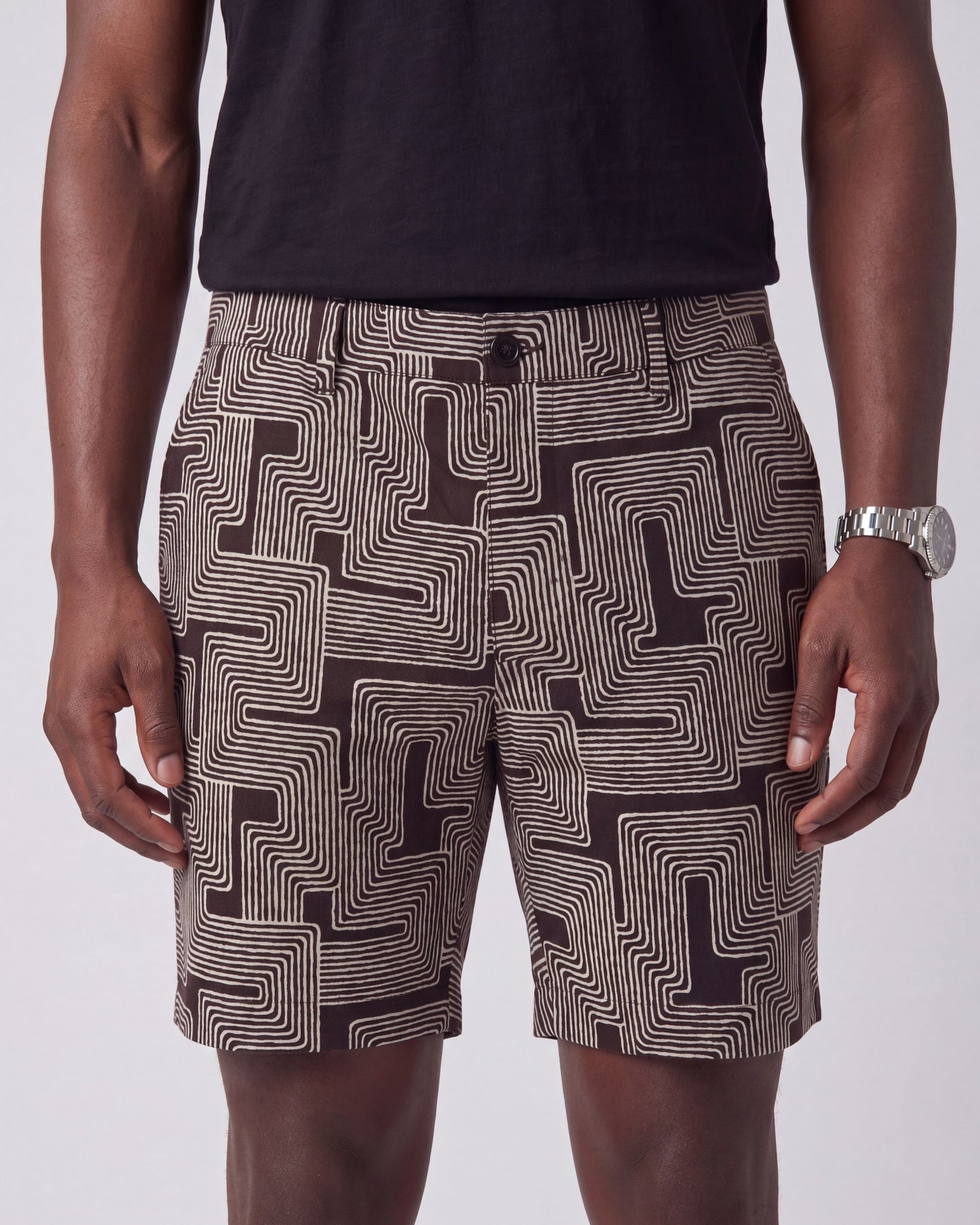 EDWARD INTER TWINE BLACK MENS FLAT FRONT SHORT