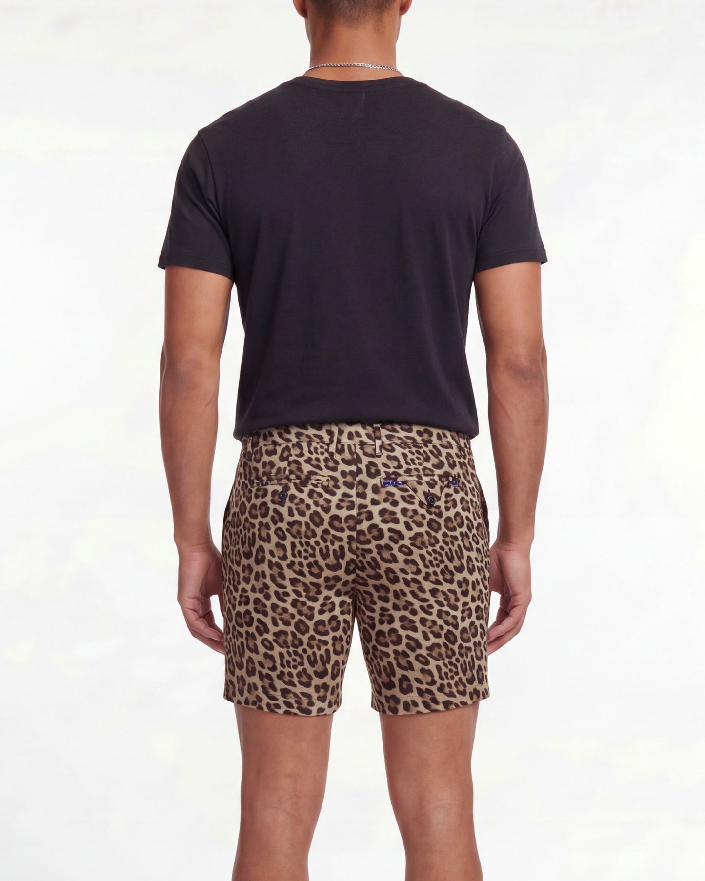 EDWARD LEOPARD BROWN MENS FLAT FRONT SHORT