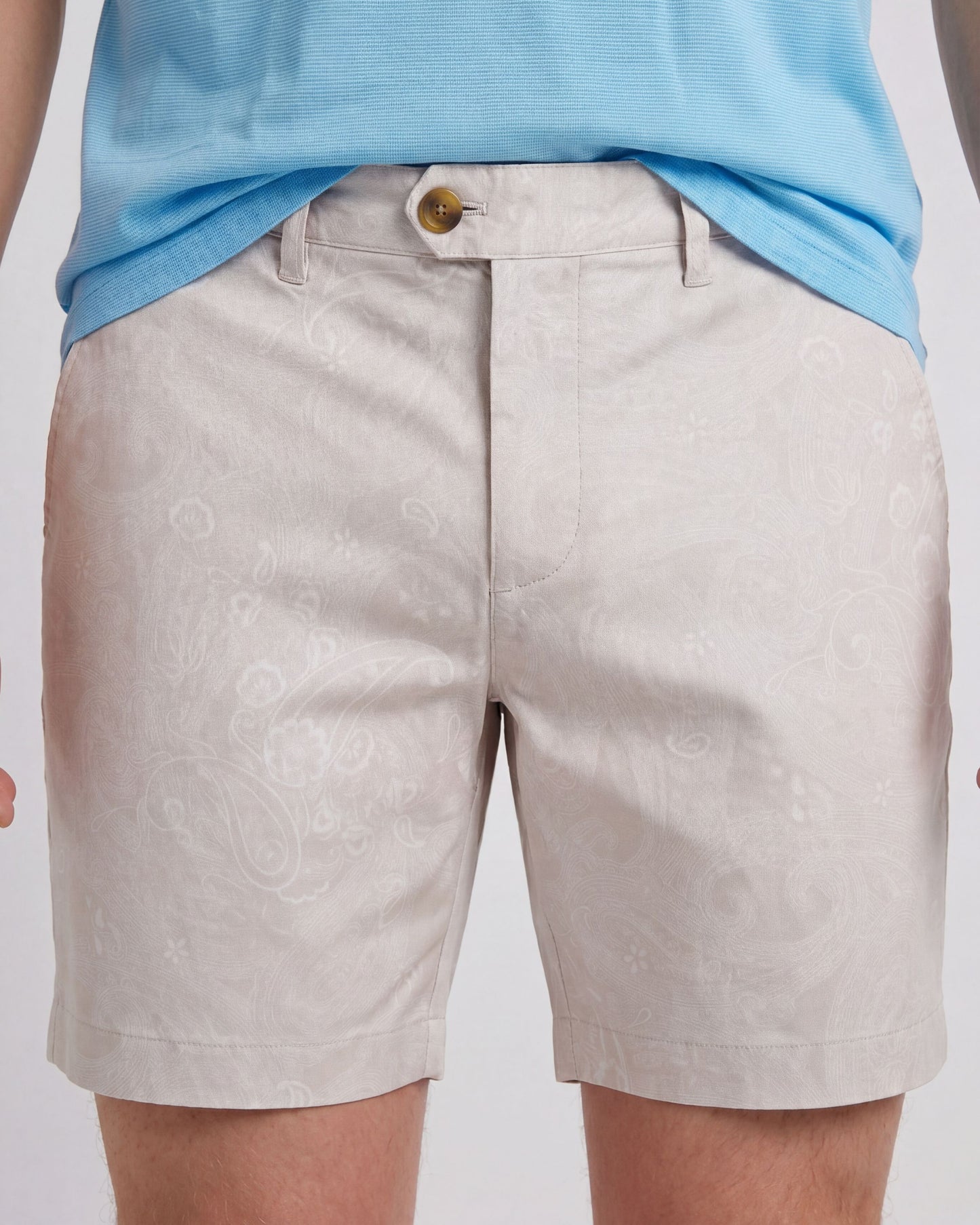 JOHN PAISLEY EXPLOSION IVORY MENS FLAT FRONT SHORT