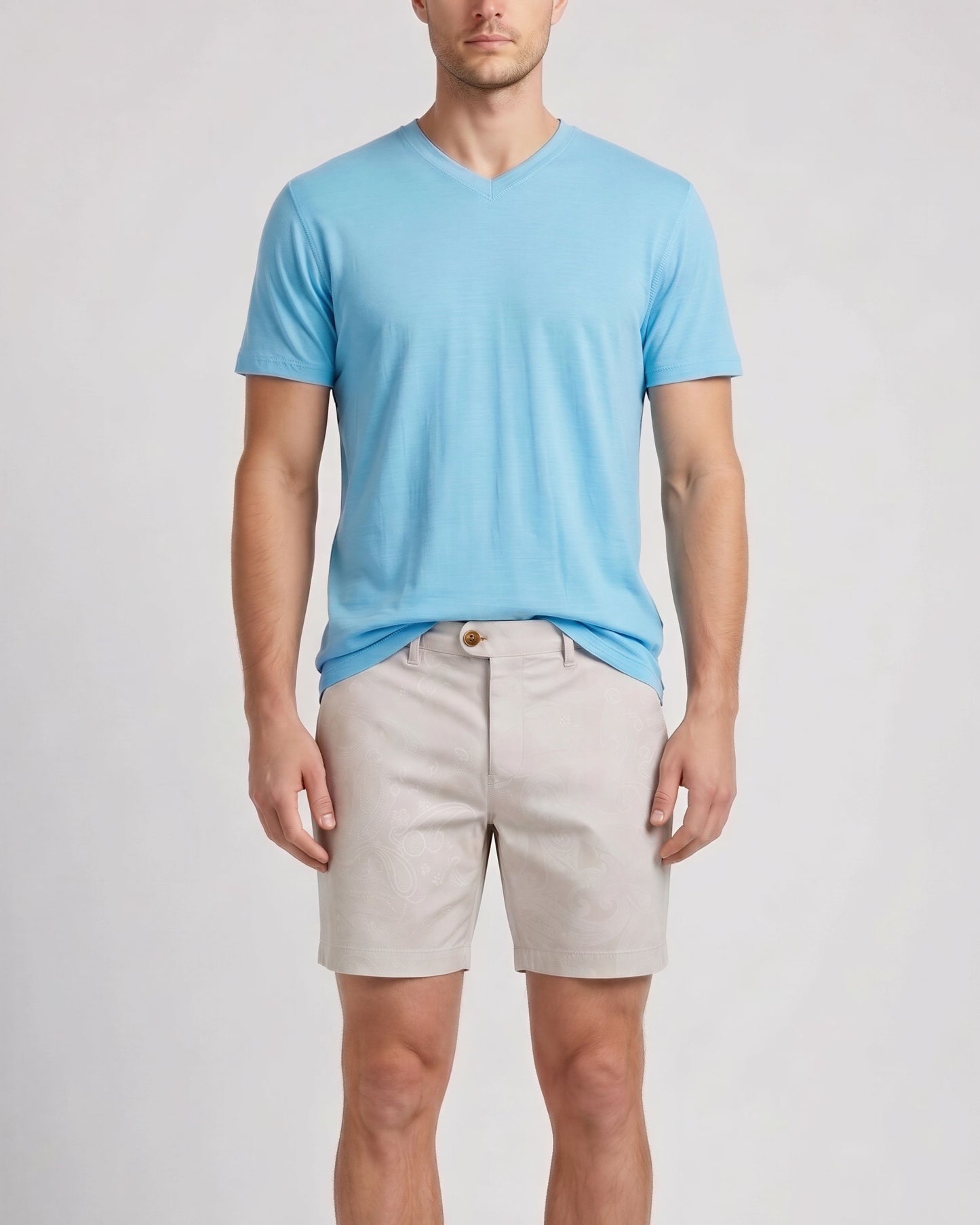 JOHN PAISLEY EXPLOSION IVORY MENS FLAT FRONT SHORT
