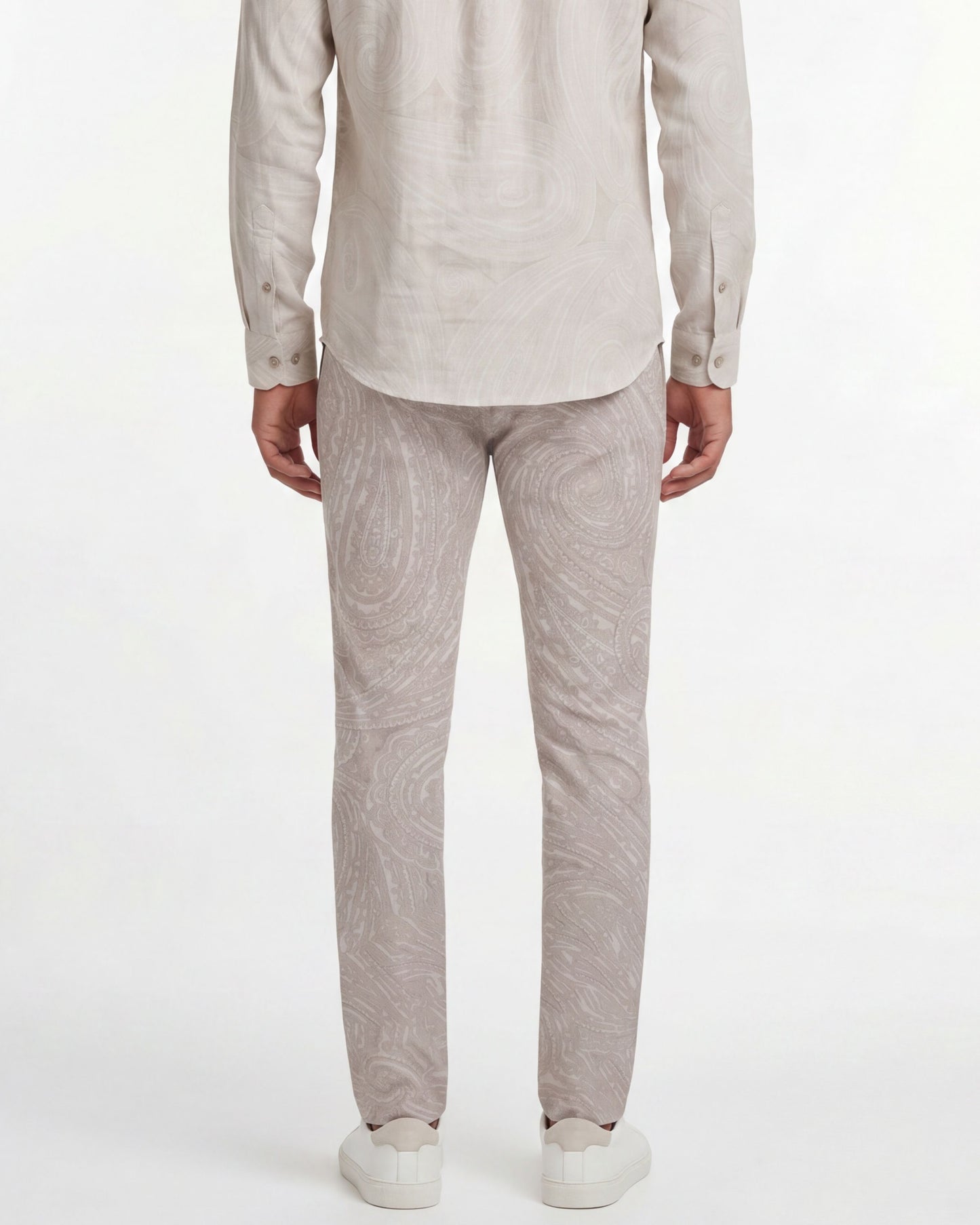 PAXTON WILD PAISLEY OXFORD TAILORED WOOL PANT - IVORY