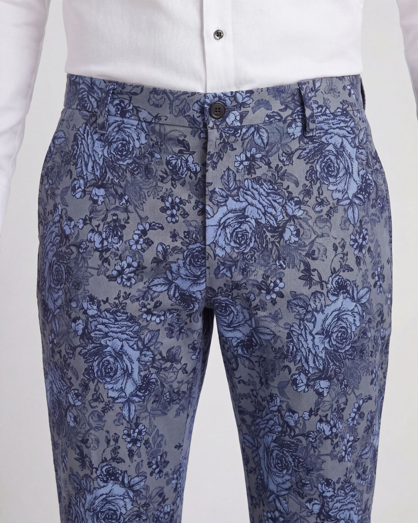 CASPIAN ROMA FLORAL STRETCH COTTON CHINO PANT - FLANNEL