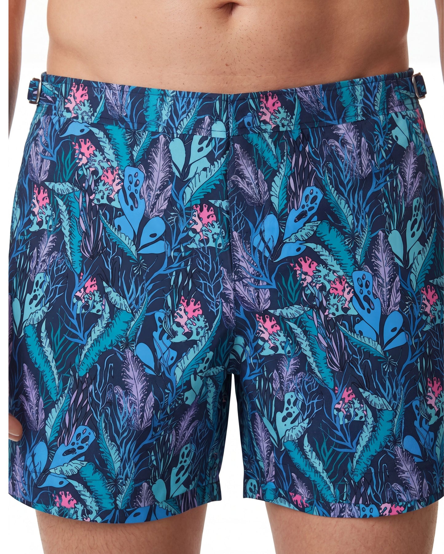 POOL FLORAL TIDE SWIM SHORTS IN SMOKE