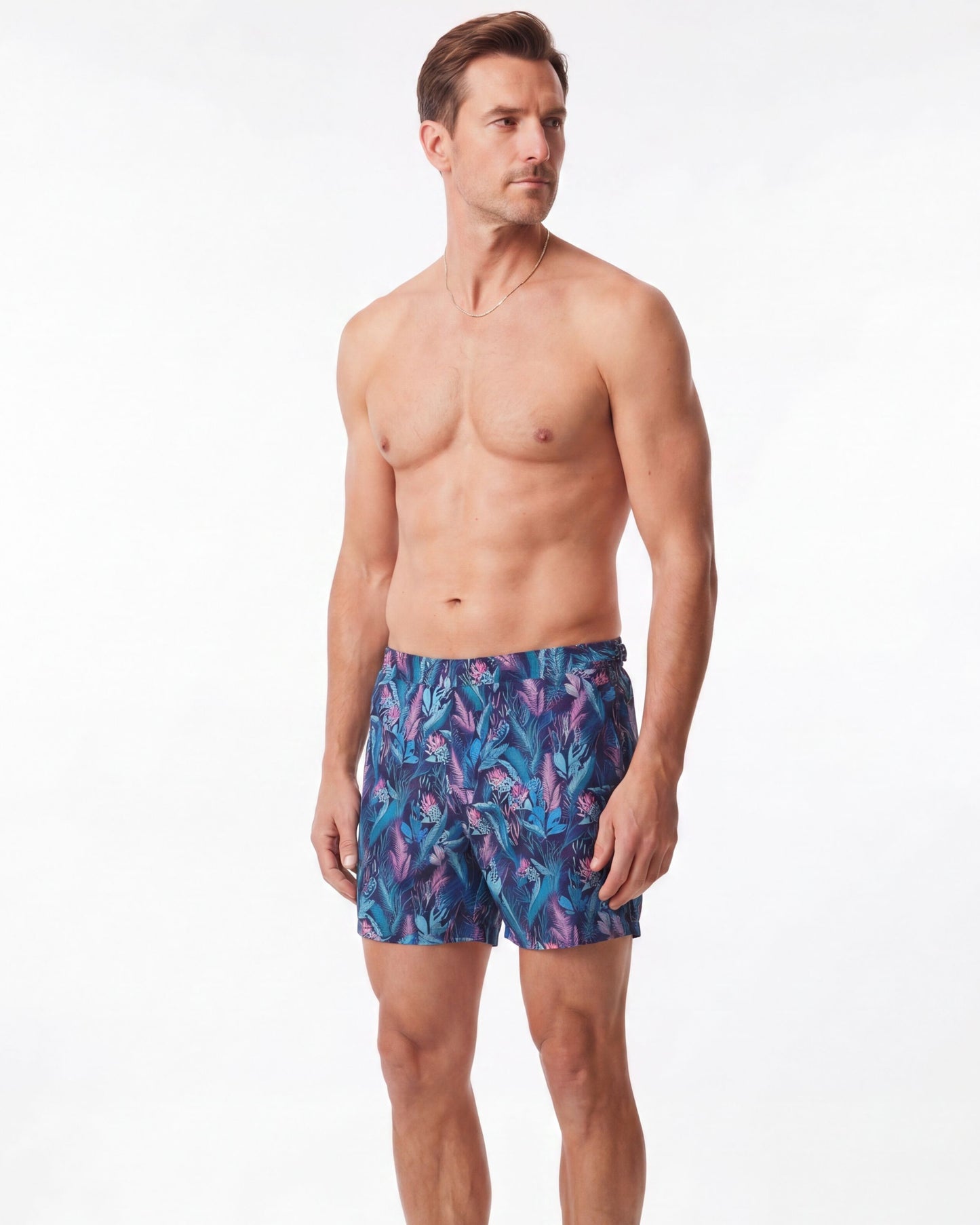 POOL FLORAL TIDE SWIM SHORTS IN SMOKE