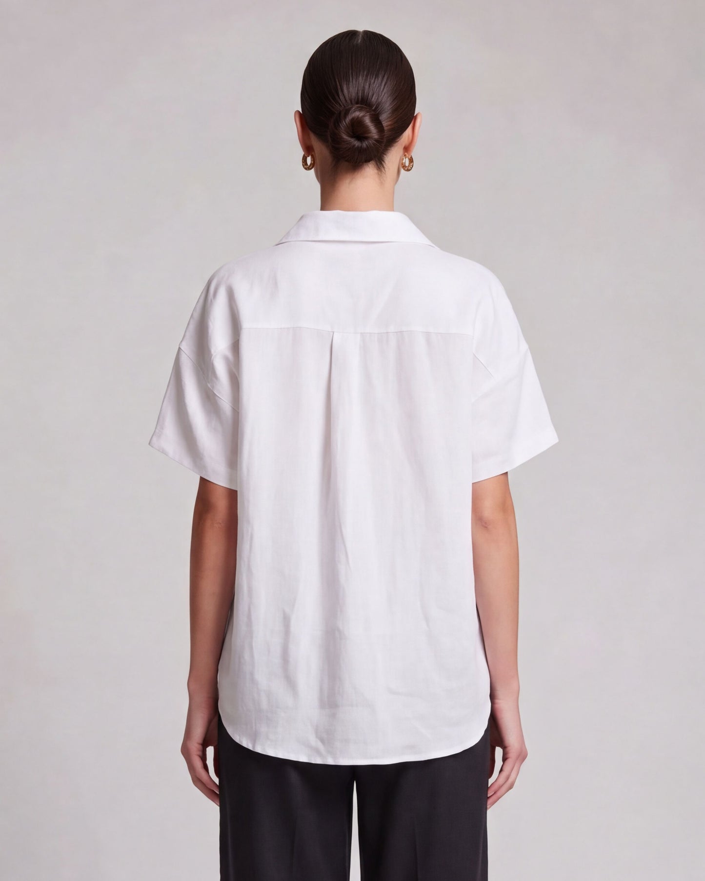 LARA WHITE WOMENS RELAXED LINEN SHIRT