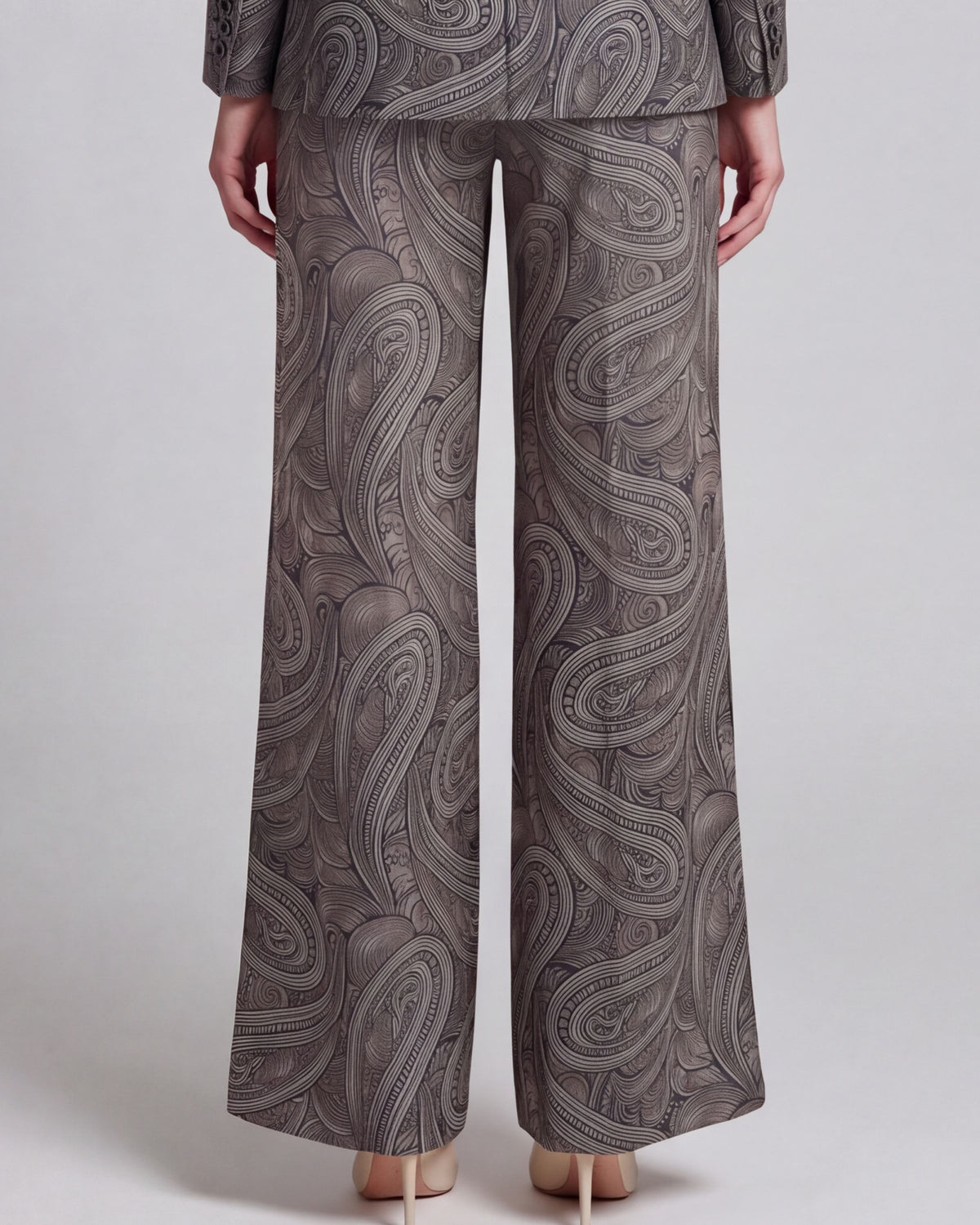 PHEOBE PAISLEY BADALONA SAGE WOMEN'S WOOL STRAIGHT-LEG PANT