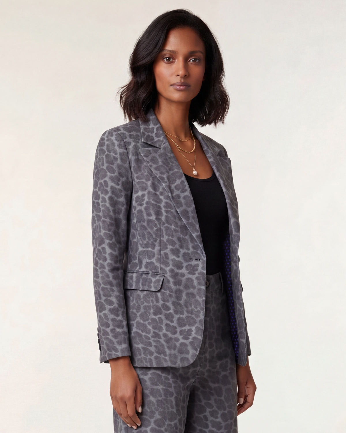 JOLENE LEOPARD SMOKE WOMEN'S VELVET TAILORED JACKET