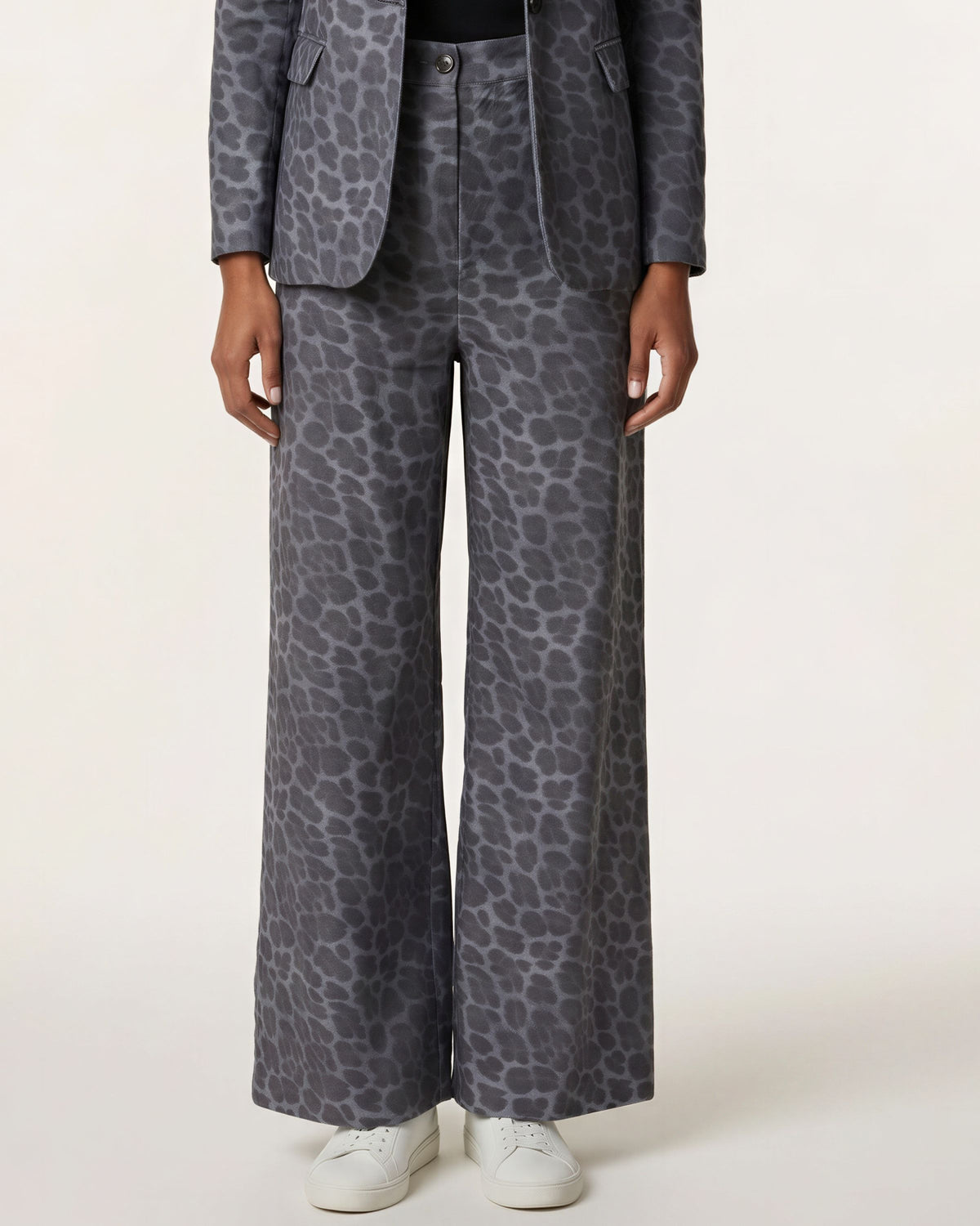 POPPY LEOPARD SMOKE WOMEN'S VELVET HIGH-RISE PANT