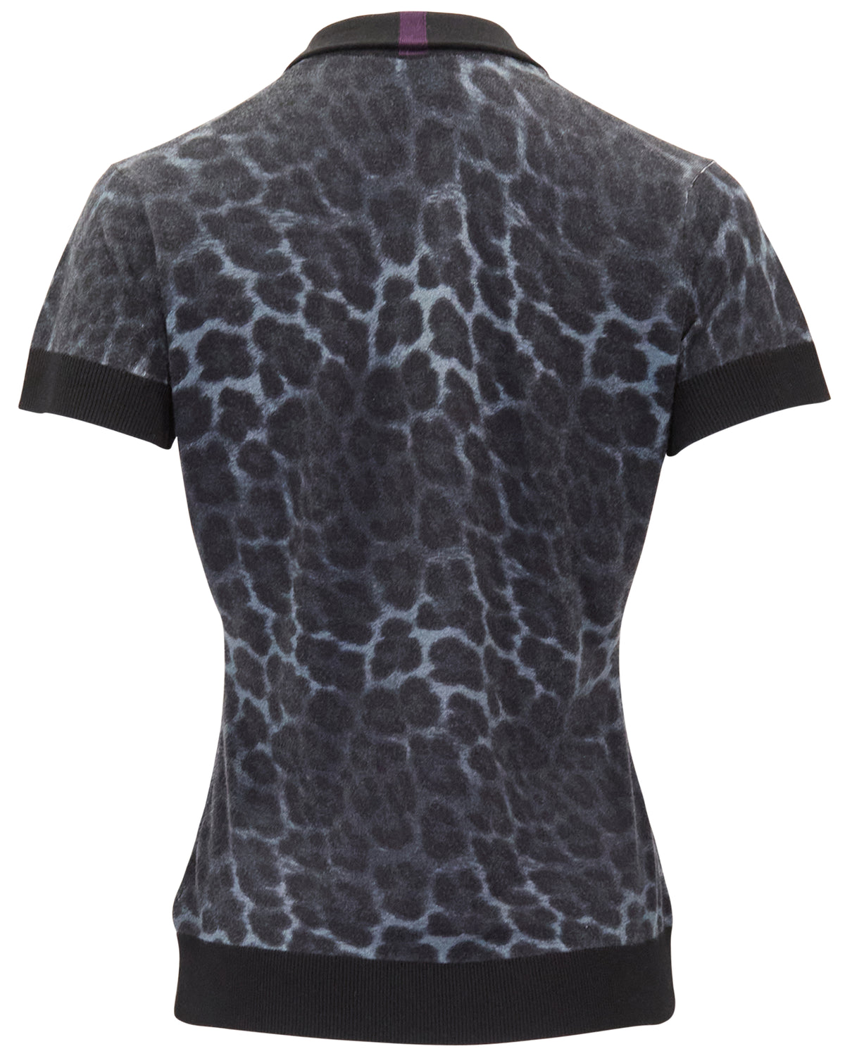 JESSICA LEOPARD SMOKE WOMEN'S MERINO SILK CASHMERE SWEATER POLO