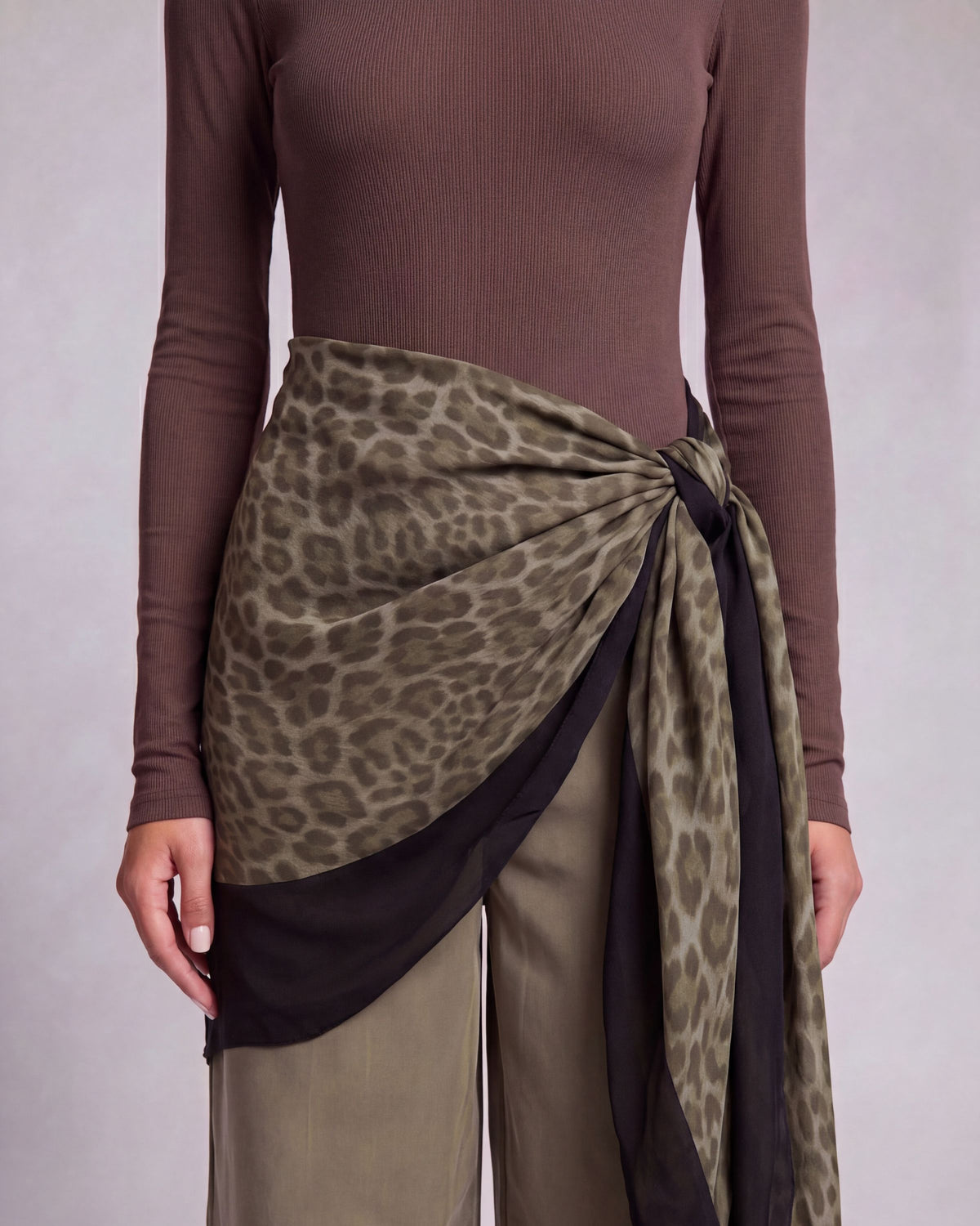 SAPPHIRA LEOPARD SAGE WOMEN'S SILK WRAP SCARF