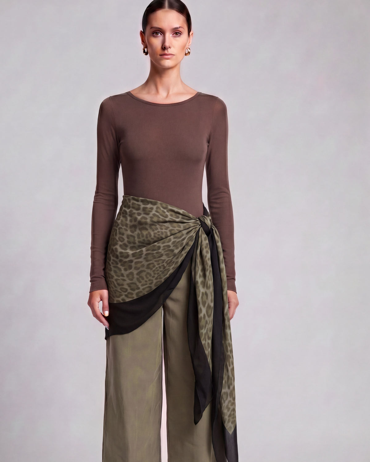 SAPPHIRA LEOPARD SAGE WOMEN'S SILK WRAP SCARF