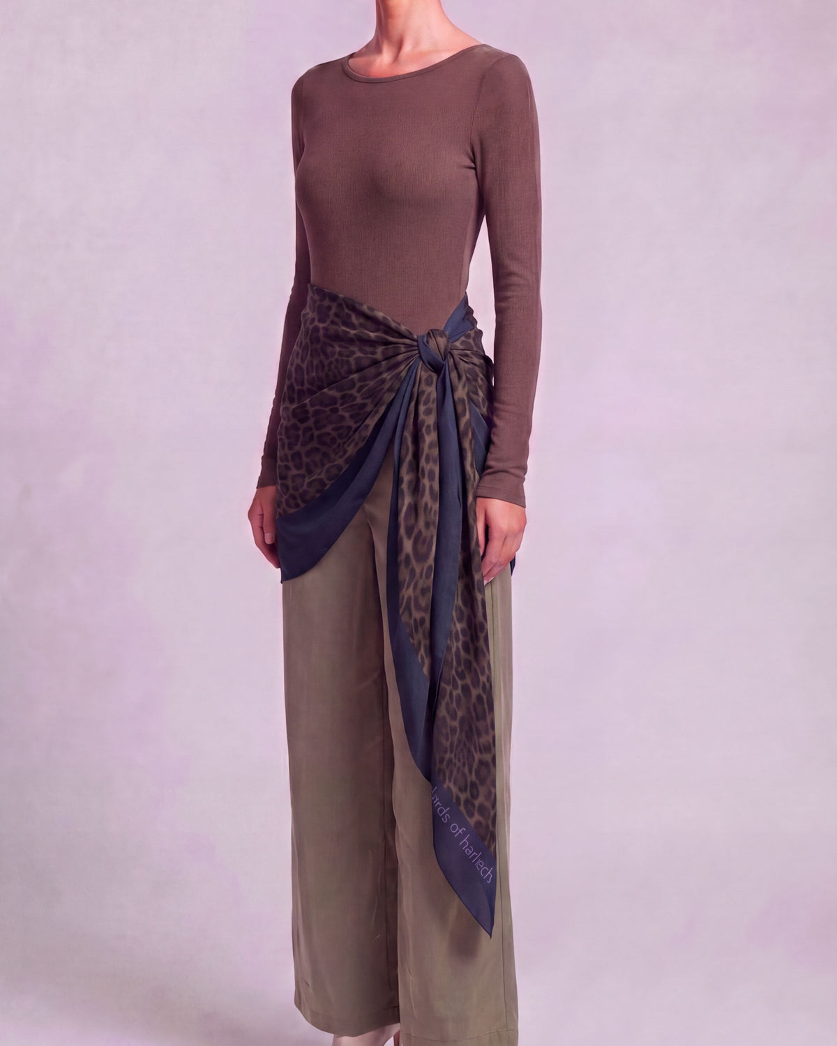 SAPPHIRA LEOPARD BROWNIE WOMEN'S SILK WRAP SCARF