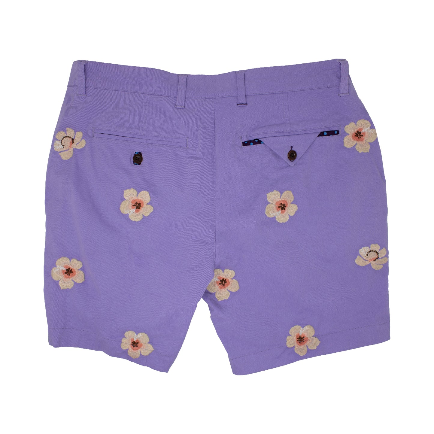 EDWARD LILAC FLOWER EMBROIDERY SHORTS